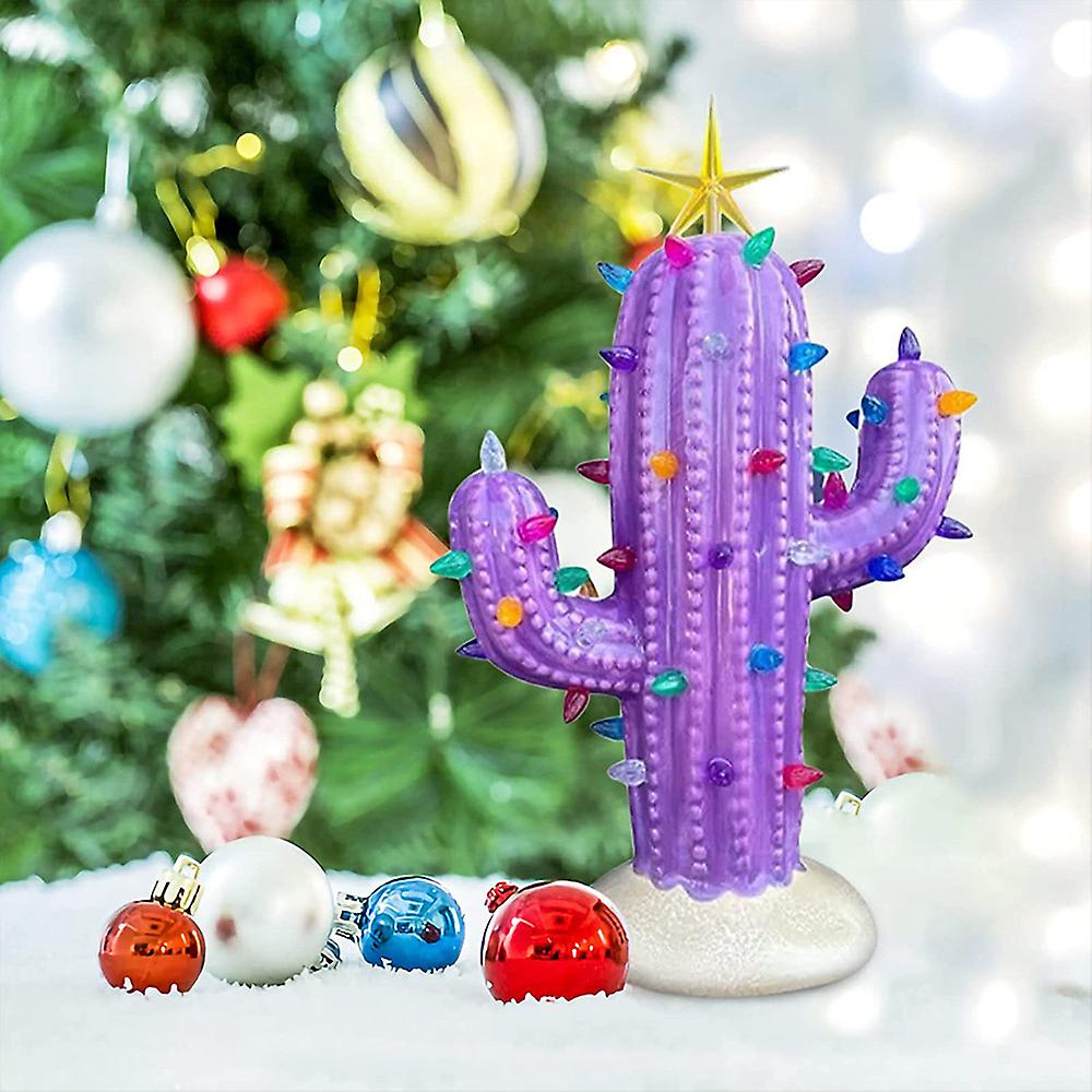 Cute Cactus Shape Led Room Decor Lightweight Durable Resin Material