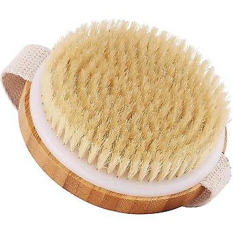 Kroppsborste, badborste, massageborste, ryggborste & torrborste, naturliga borstar bambu trä runda kroppsborstar för borstning av exfoliering stimulerar blo