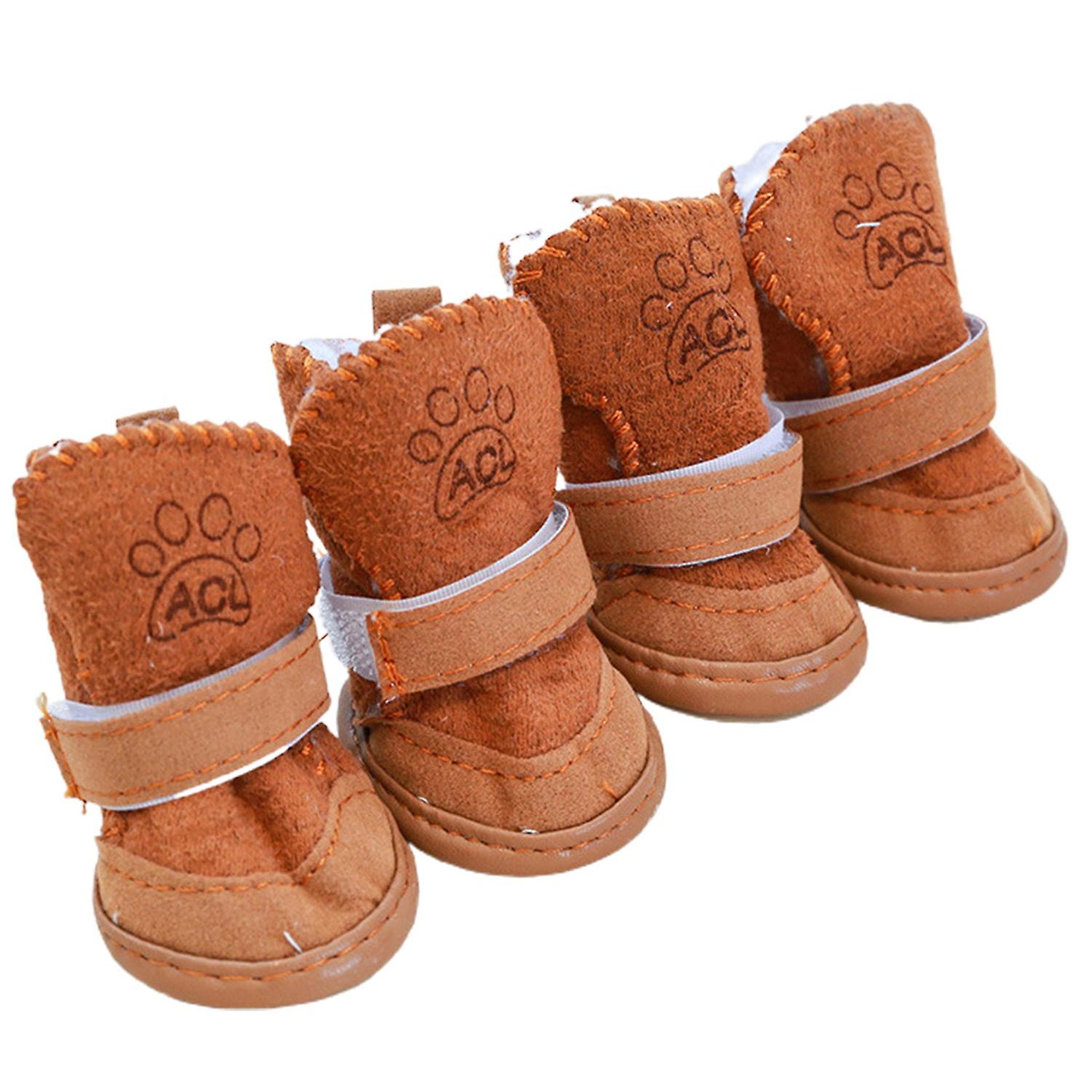 ZHOUBA 4Pcs Pet Shoes Adjustable Breathable Cashmere Soft Warm Dog Paw Protector for Teddy