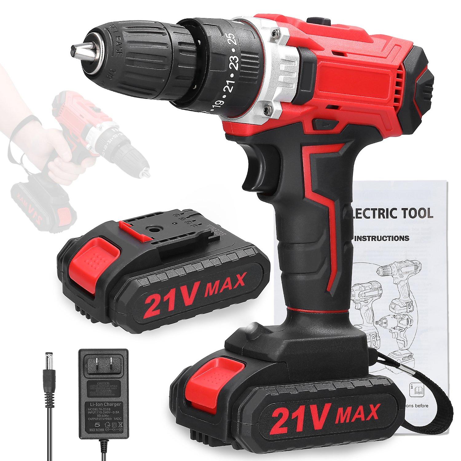 Household Multifuctional 21V Electric Drill Brush Motor 2 Speeds Control Stepless Speed Regulation R