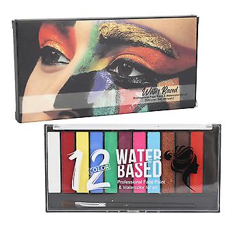 12 Farben Kinder Gesicht Körperfarbe Wasserlöslich Waschbar Cosplay Make-up Pigment für Holiday Festival 36g
