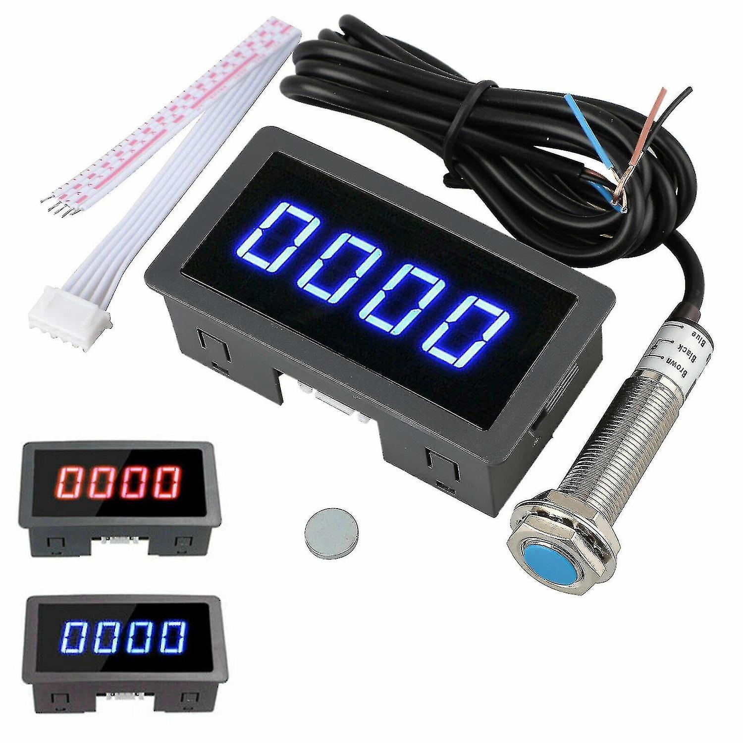 4 Digital Led Tachometer Rpm Speed Meter + Hall Proximity Switch Sensor Npn