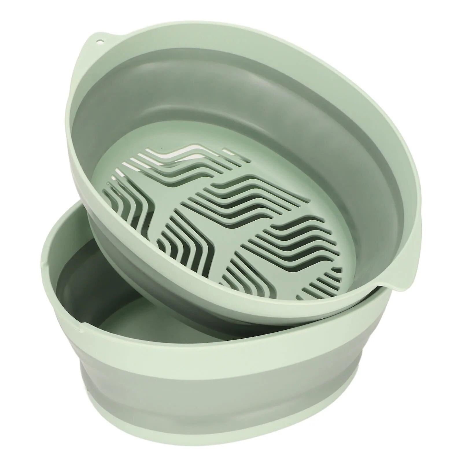 Double layer colander separate design foldable design double layer drain basket for travel~8141