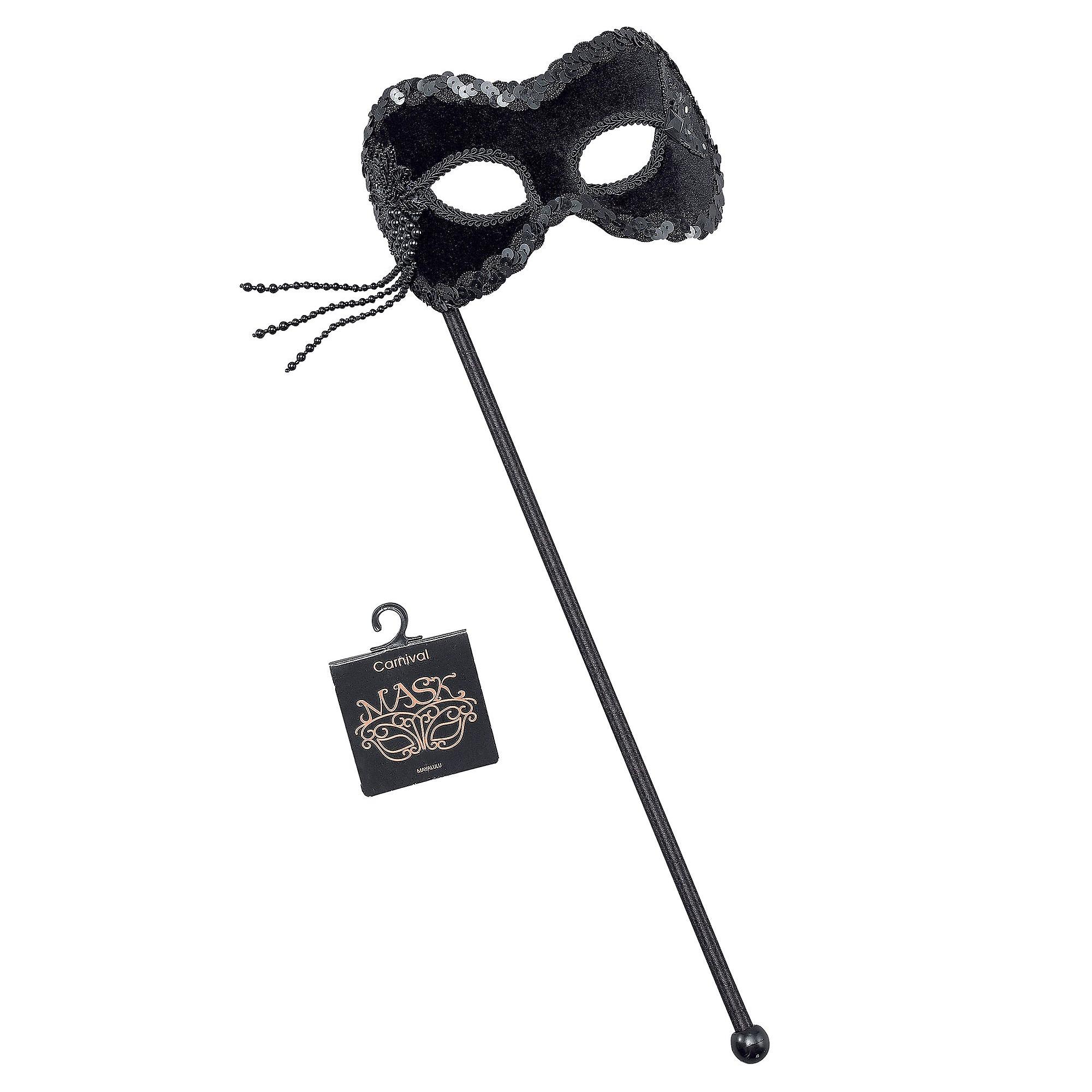 Black Velvet Mask On Stick Eye Masks Unisex Em209