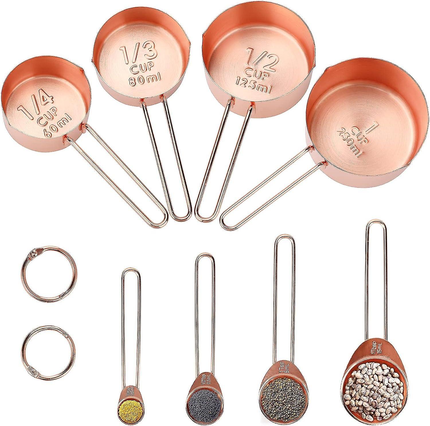 Stainless Steel Measuring Cups and Spoons Set of 8 for Dry Liquid
