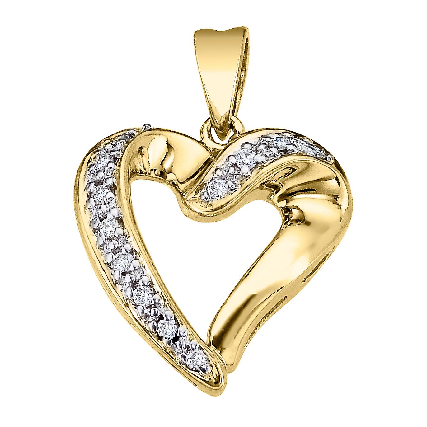 Pendente 14K Yellow Gold Diamond Heart