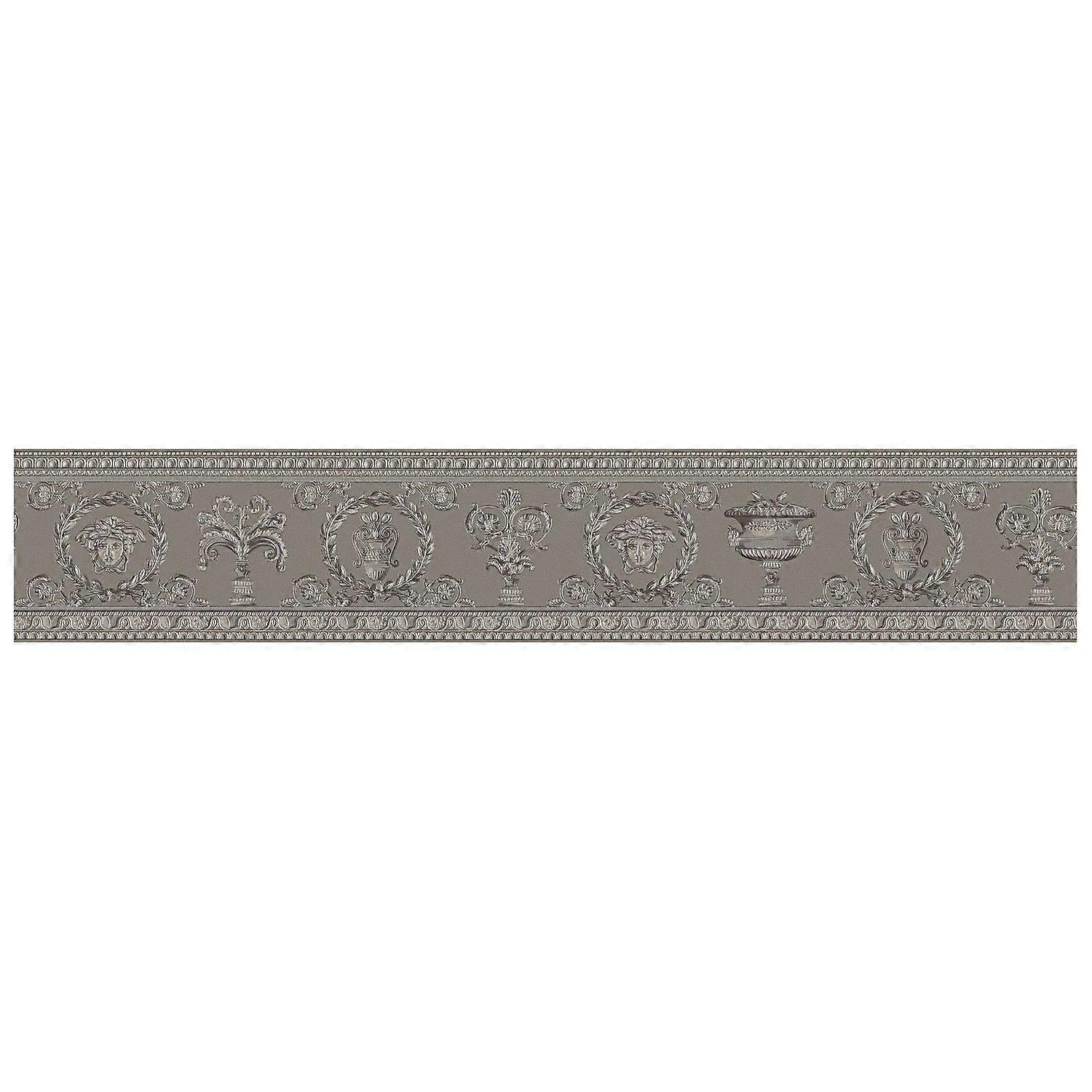 Exclusief luxe behang Profhome 343053-GU behangrand licht gestructureerd met ornamenten mat zilver grijs beige 0,45 m2