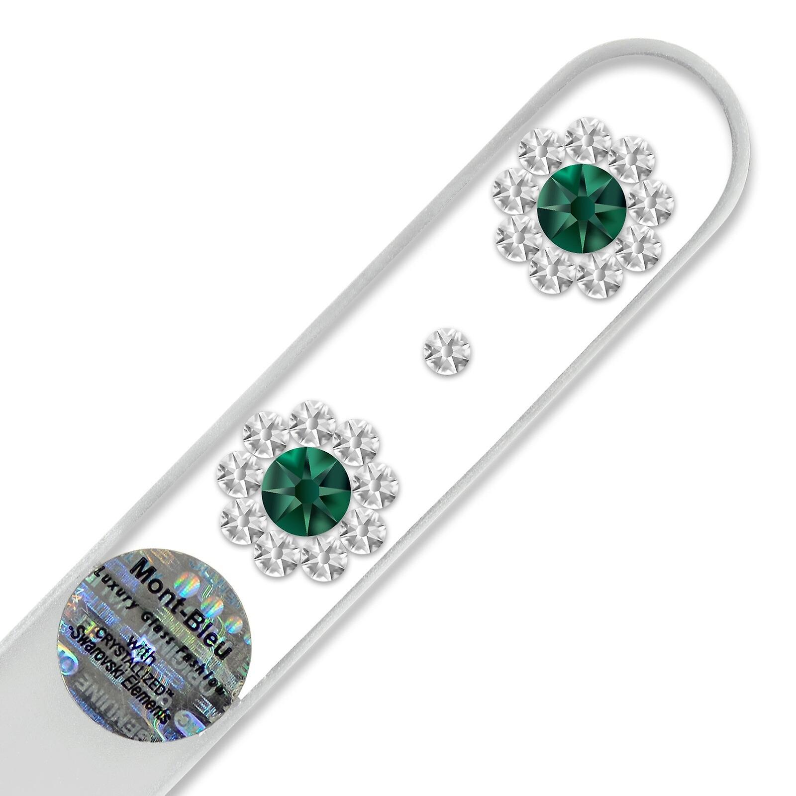 Mont Bleu 2 Flowers Crystal Nail File LE-10 - Emerald - Crystal
