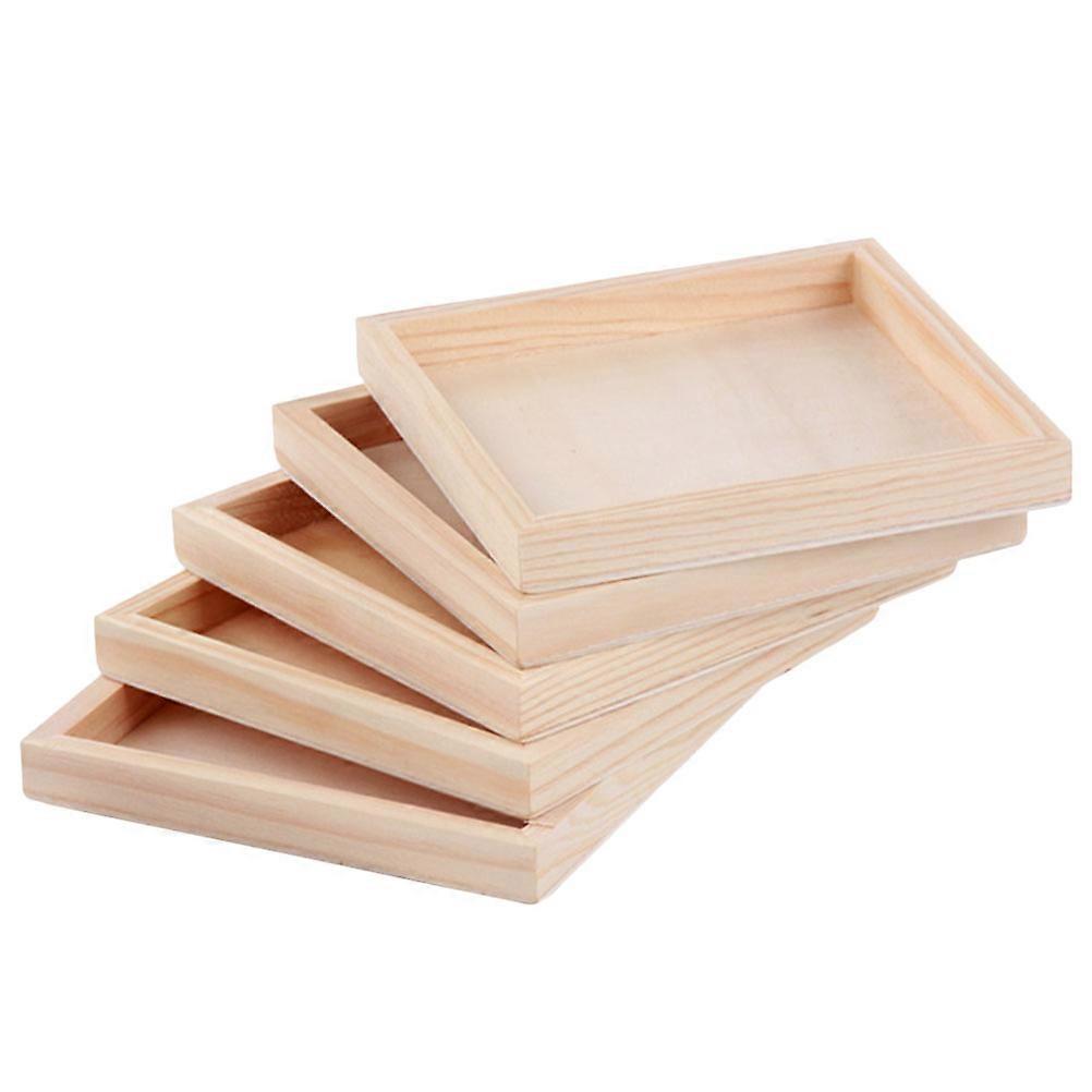 5pcs Blocks Puzzle Wood Tray Square Wooden Serving Platter Blocks Puzzle Tray