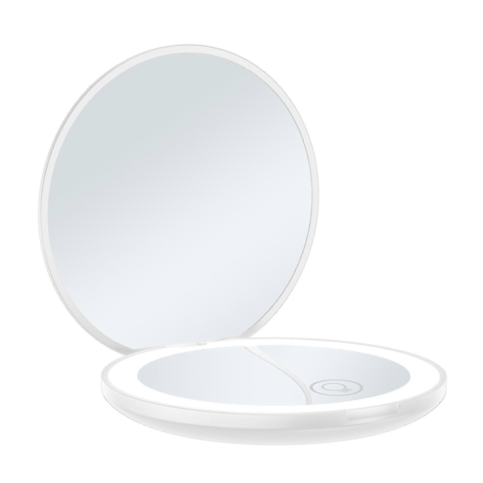 New ModelsLINJOU Compact Mirror, 3.5" Rechargeable Pocket Mirror((White)
