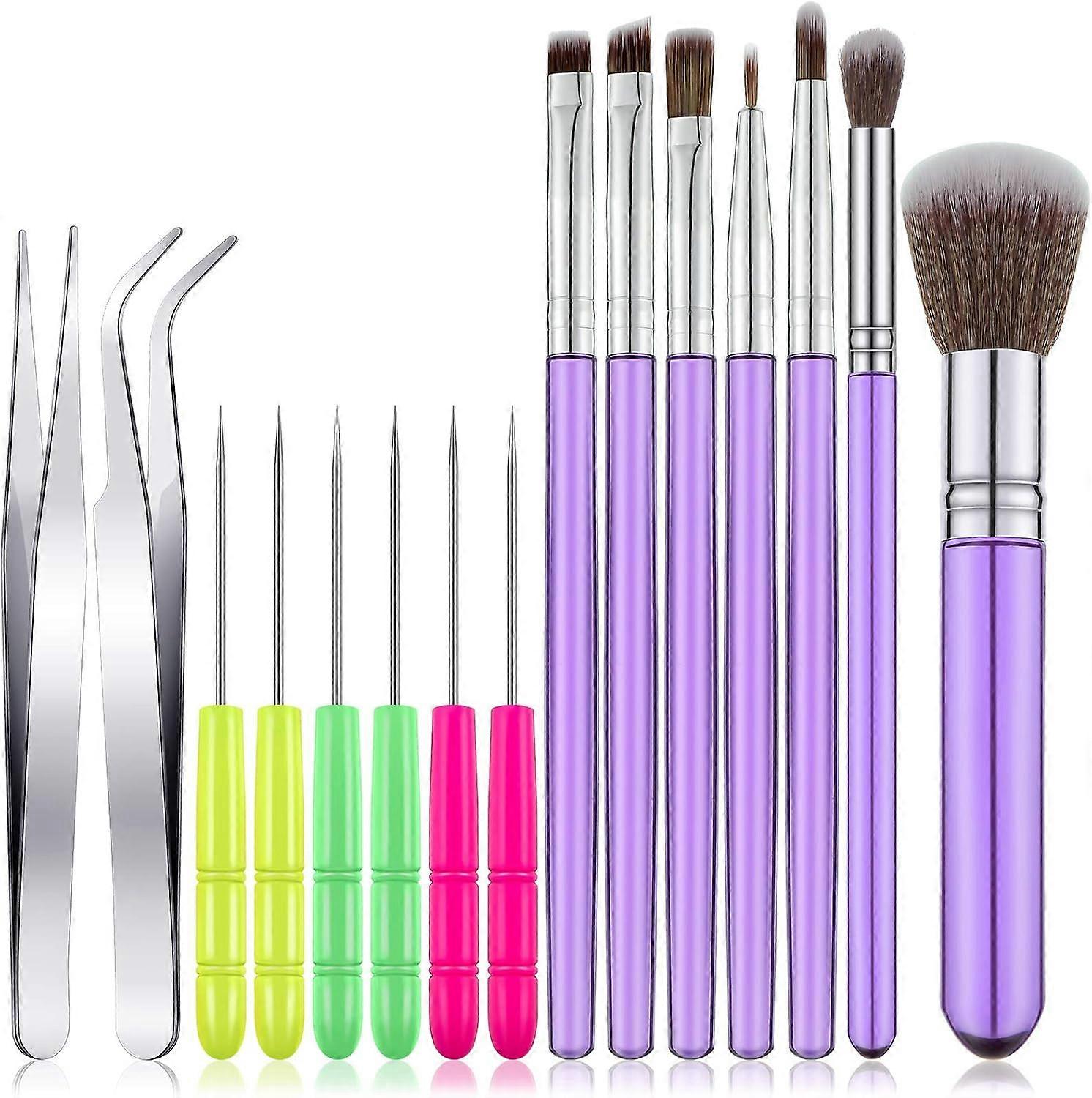 15 Pcs Cake Decorating Tool Set Include Cookie Decoration Brushes Cookie Scriber Needles Sugar Stir Needles Elbow