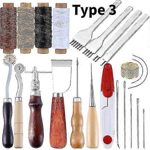 Professional Leather Craft Tools Kit Hand Sewing Stitching Punch Carving Work Saddle Set Accessories Diy Tool Set