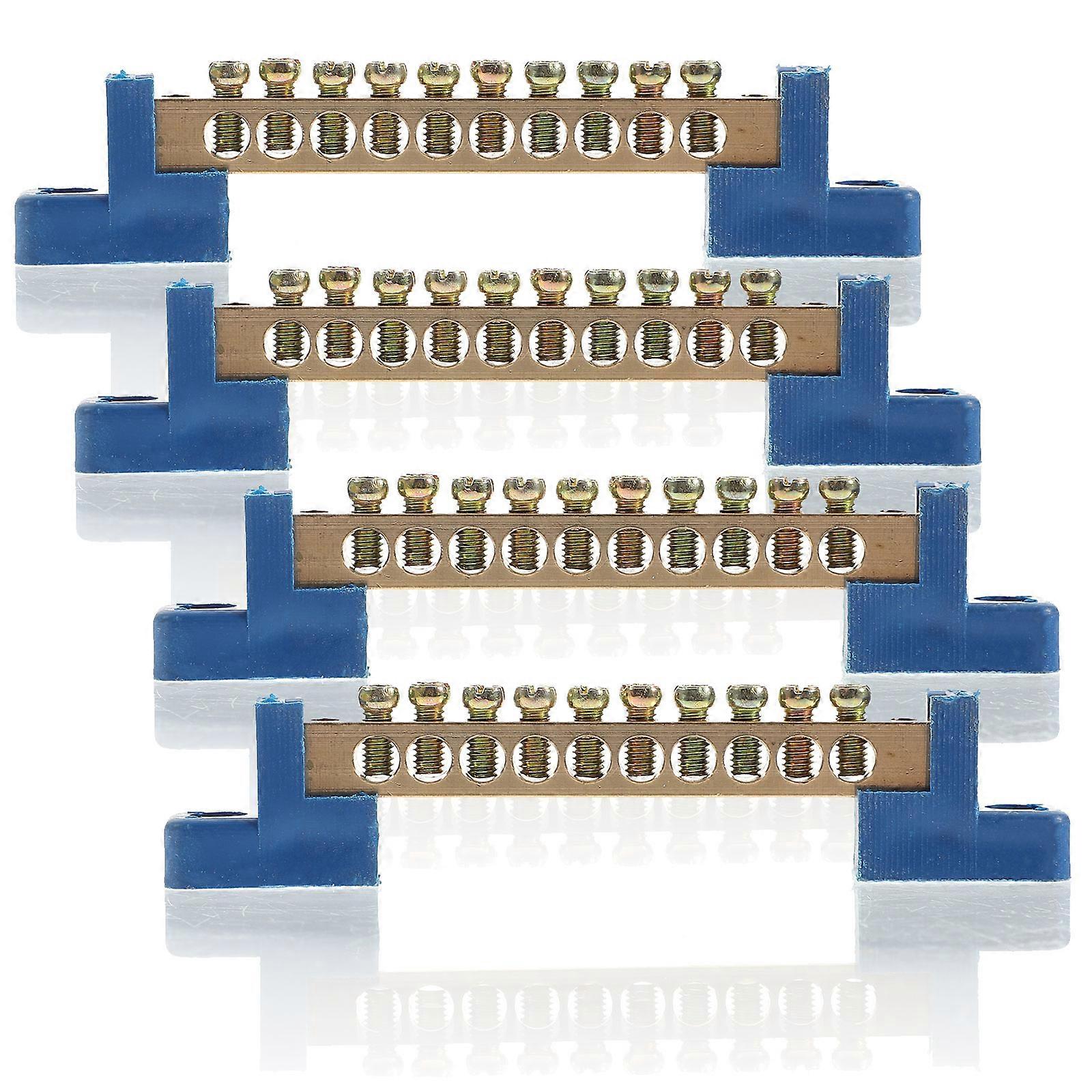 4pcs Distribution Terminal Bus Bar 10 Holes Distribution Box Wiring Terminal