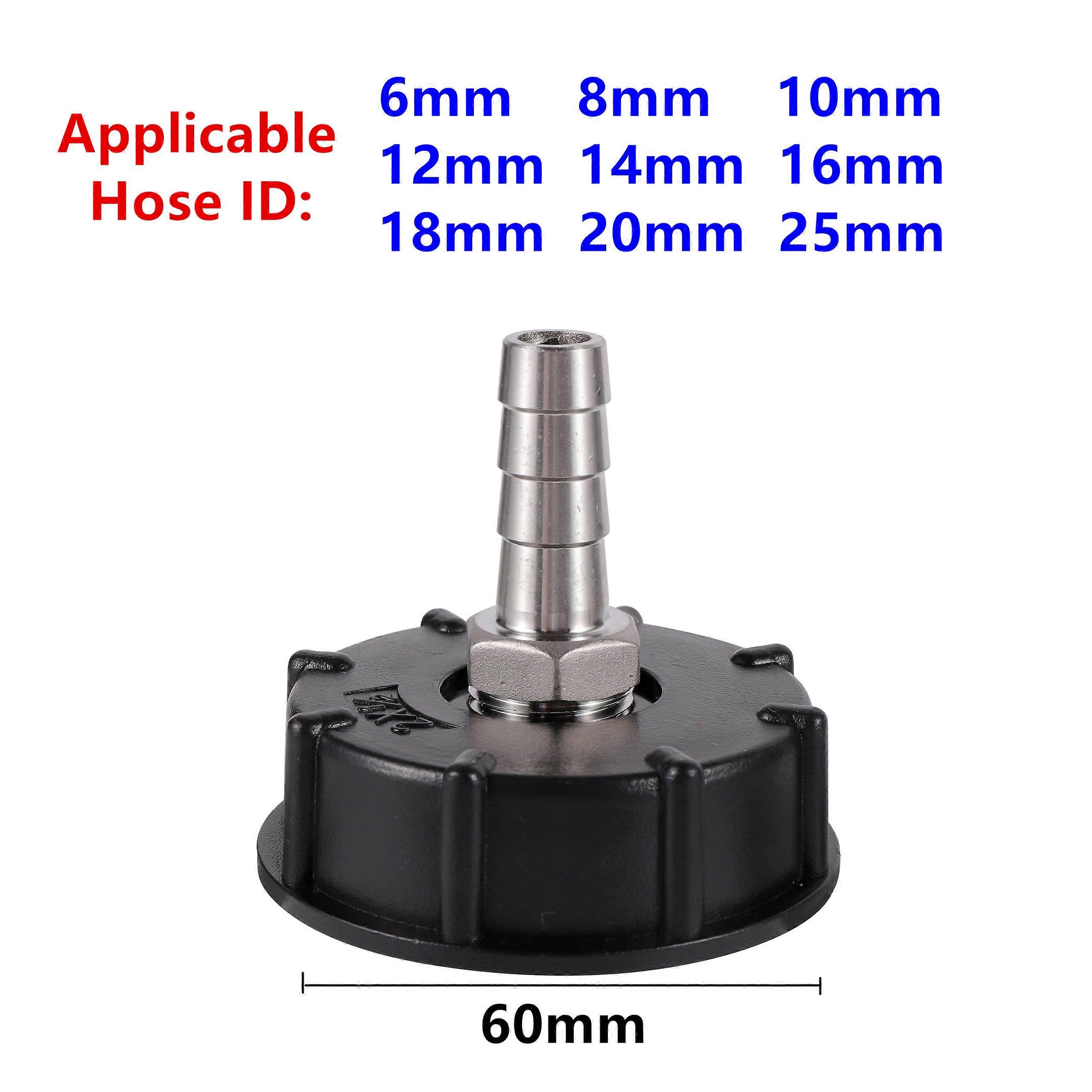 60mm Coarse Thread Ibc Tank Connector 6/8/10/12/14/16/18/20/25mm Outlet Water Tank Drain Replacement Adapter Irrigation Fitting