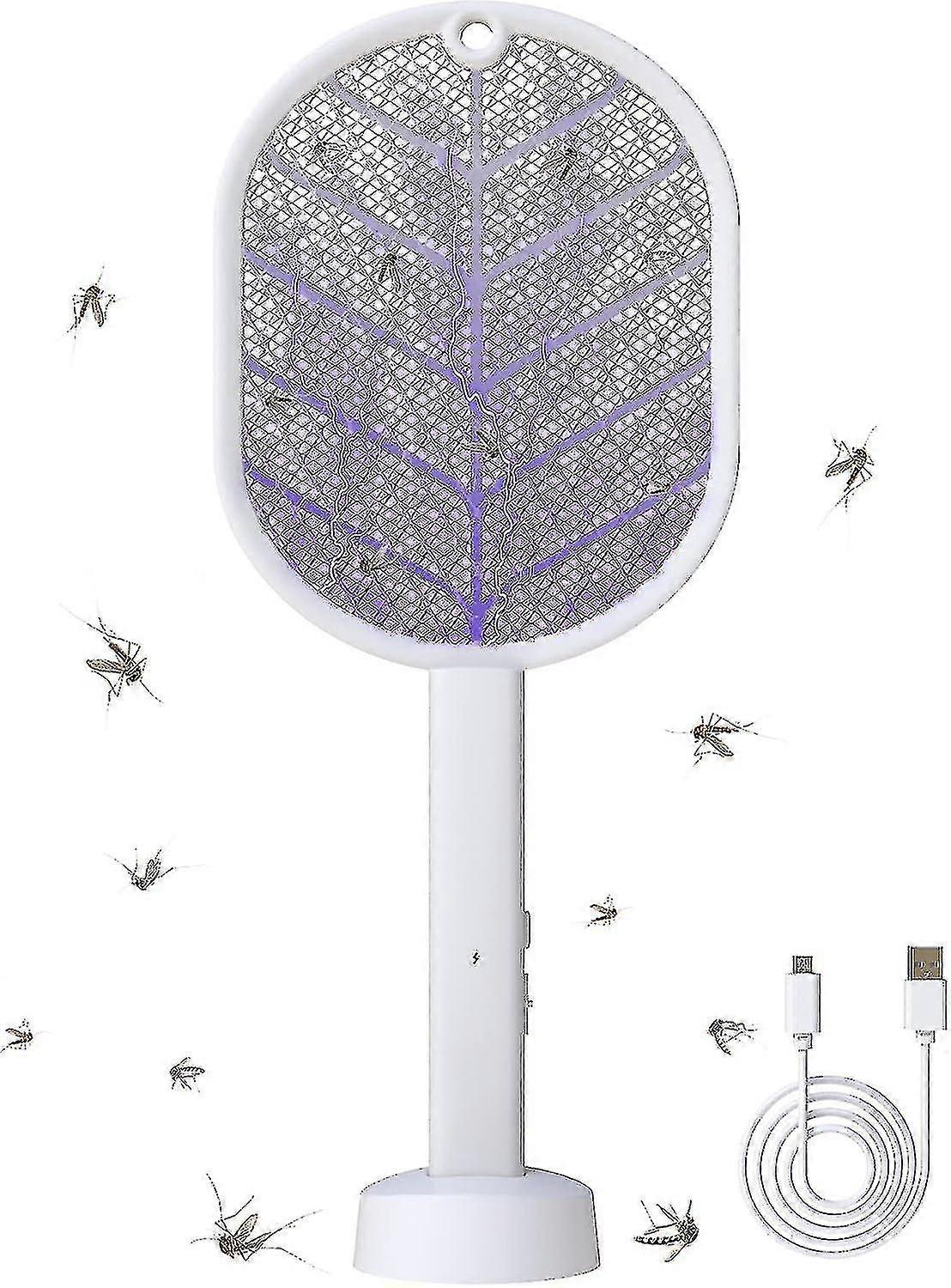 KINCJON Electric Fly Swatter 2 In 1 Rechargeable Electric Mosquito Swatter 2700v Bug Zapper Racket With Led Light And 3-layer Dense Mesh-AE