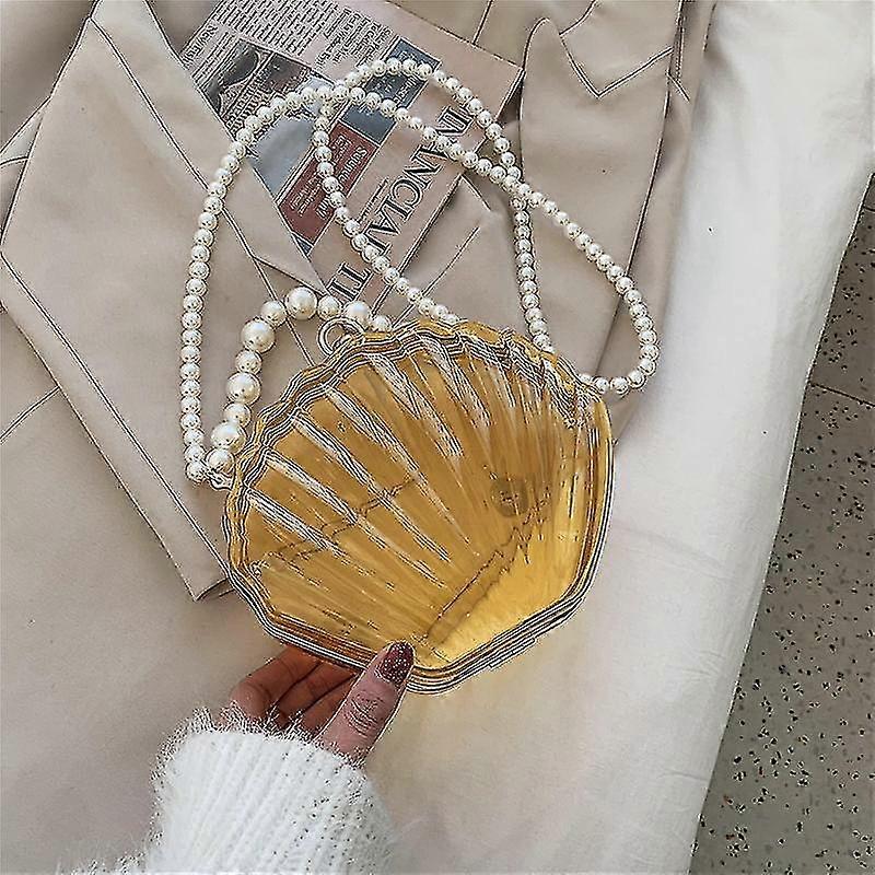 Sac shell transparent de style occidental Pearl Femme Messenger Shoulder Retro Texture Bag