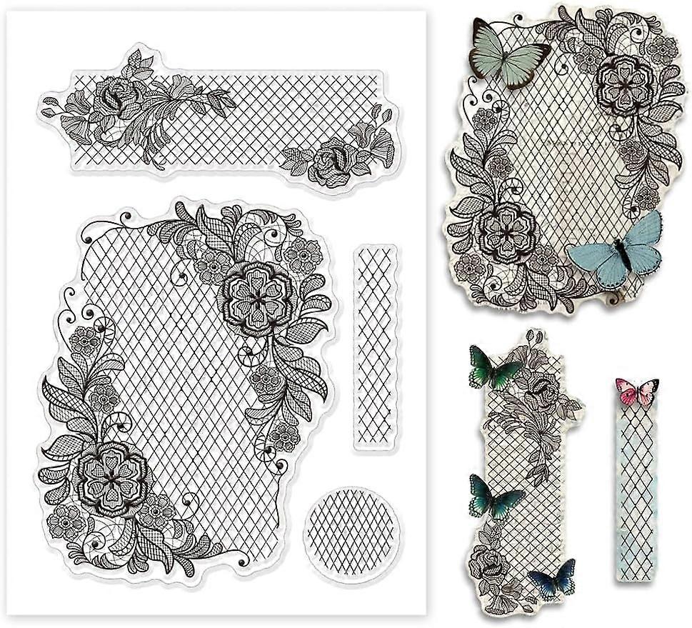 1Sheet Lace Border Silicone Clear Stamp Seals