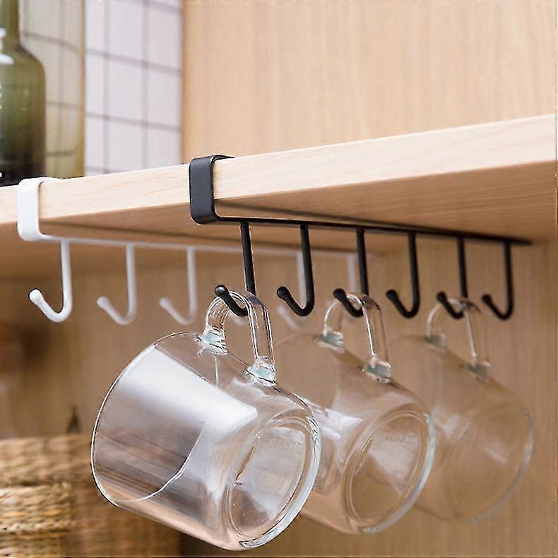Kitchen 6 Hooks Mug Cup Holder Hanger Cupboard Storage Rack Under Shelf Hooks Scwjzp012