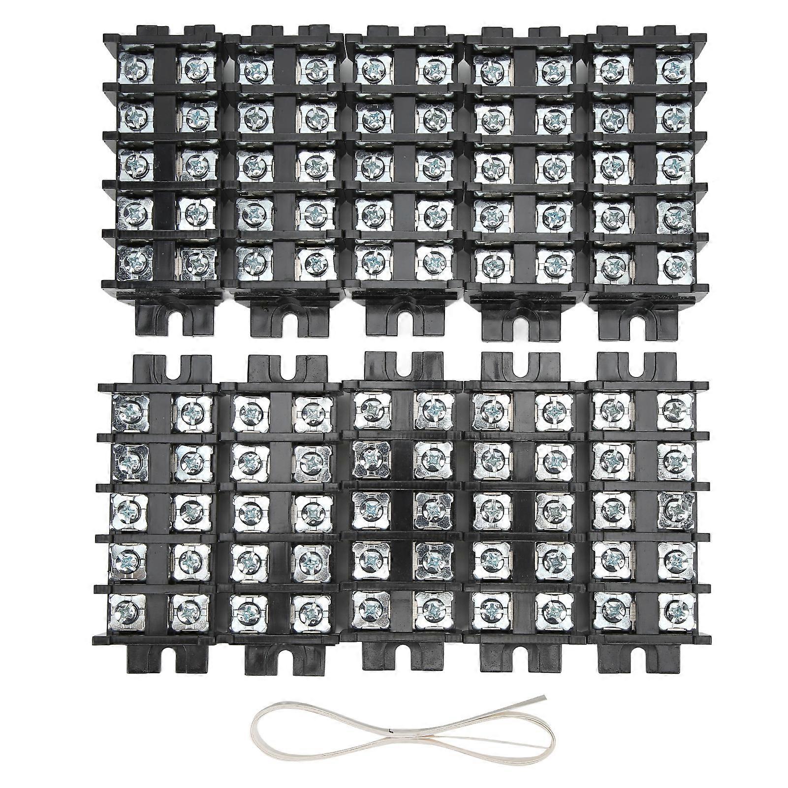 50pcs Terminal Block General Type Insulating ABS Die Casting Compact Wire Connector for Electrical Connection 60A 600V