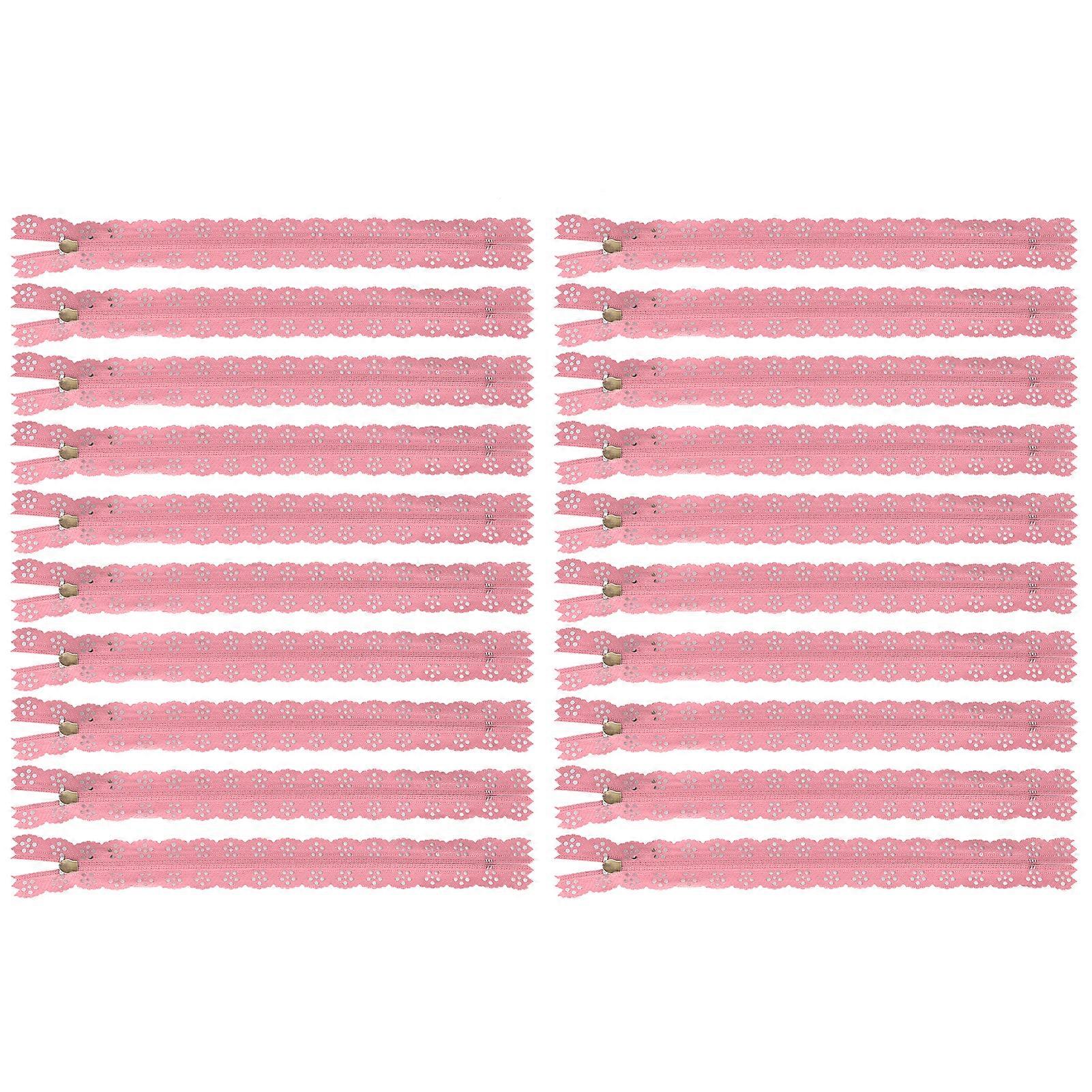 20Db 20CM DIY nylon csipke cipzárak tekercs virág cipzár varráshoz esküvői ruha kézműves ruhákRózsaszín