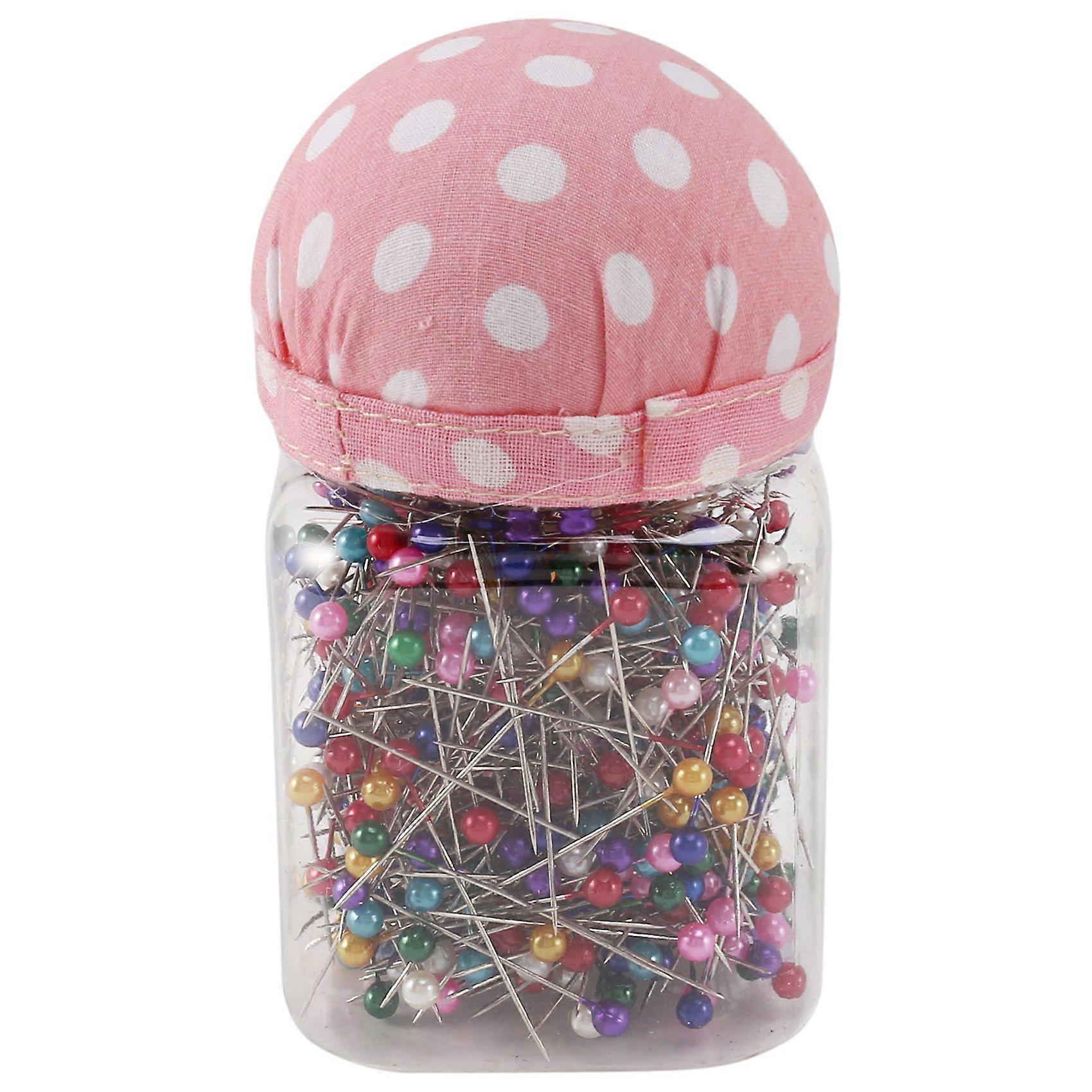 500Pcs Sewing Pins Pearl Needles Pink Fabric Cover Pin Cushion Tailoring Process
