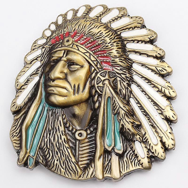 Hebilla de cinturón para hombre Cinturón de cabeza india Accesorios de bricolaje Hebilla de cinturón lisa estilo vaquero occidental K1