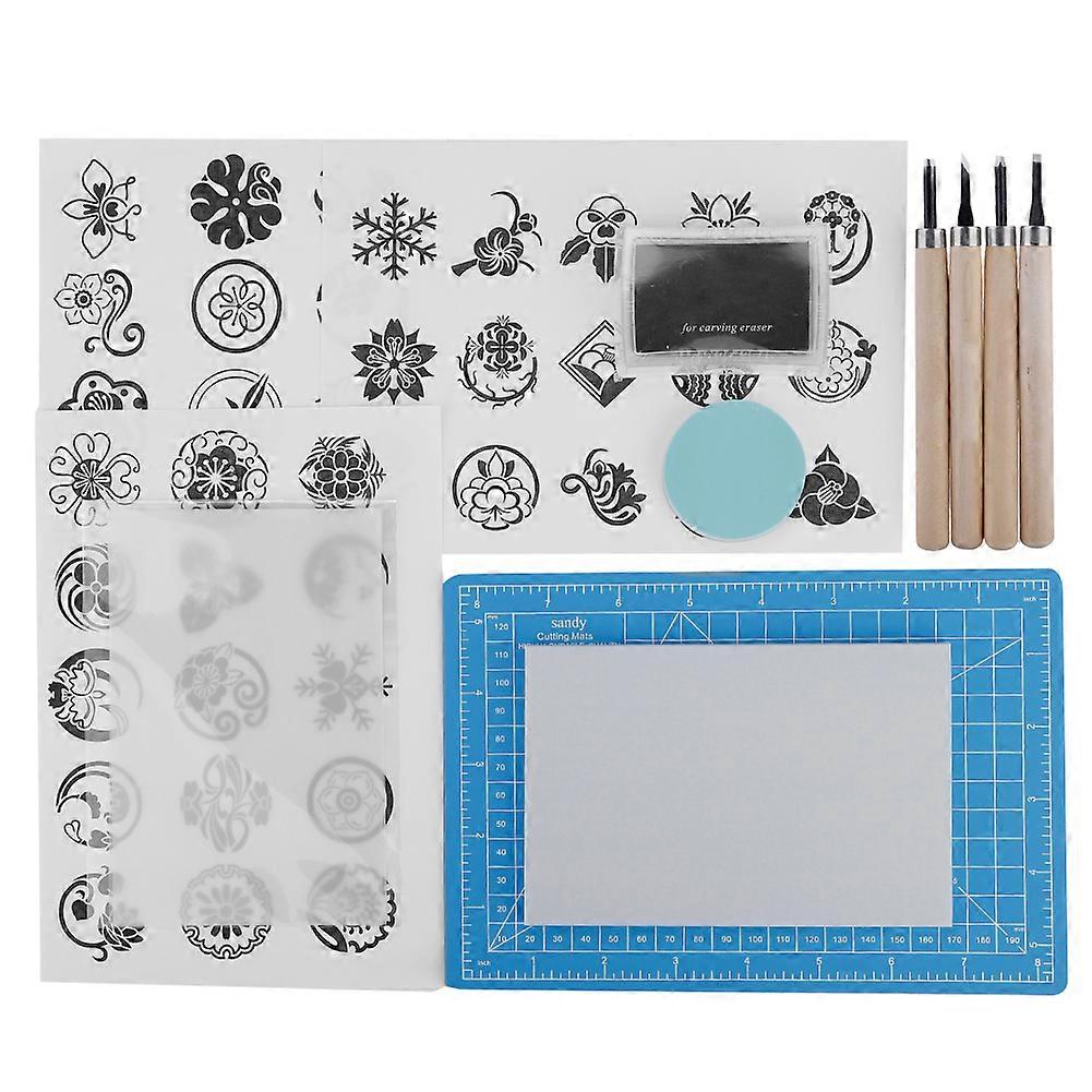 Rubber Stamp Carving Handcraft Set Hand Sculpture Stamp DIY Tool Kit