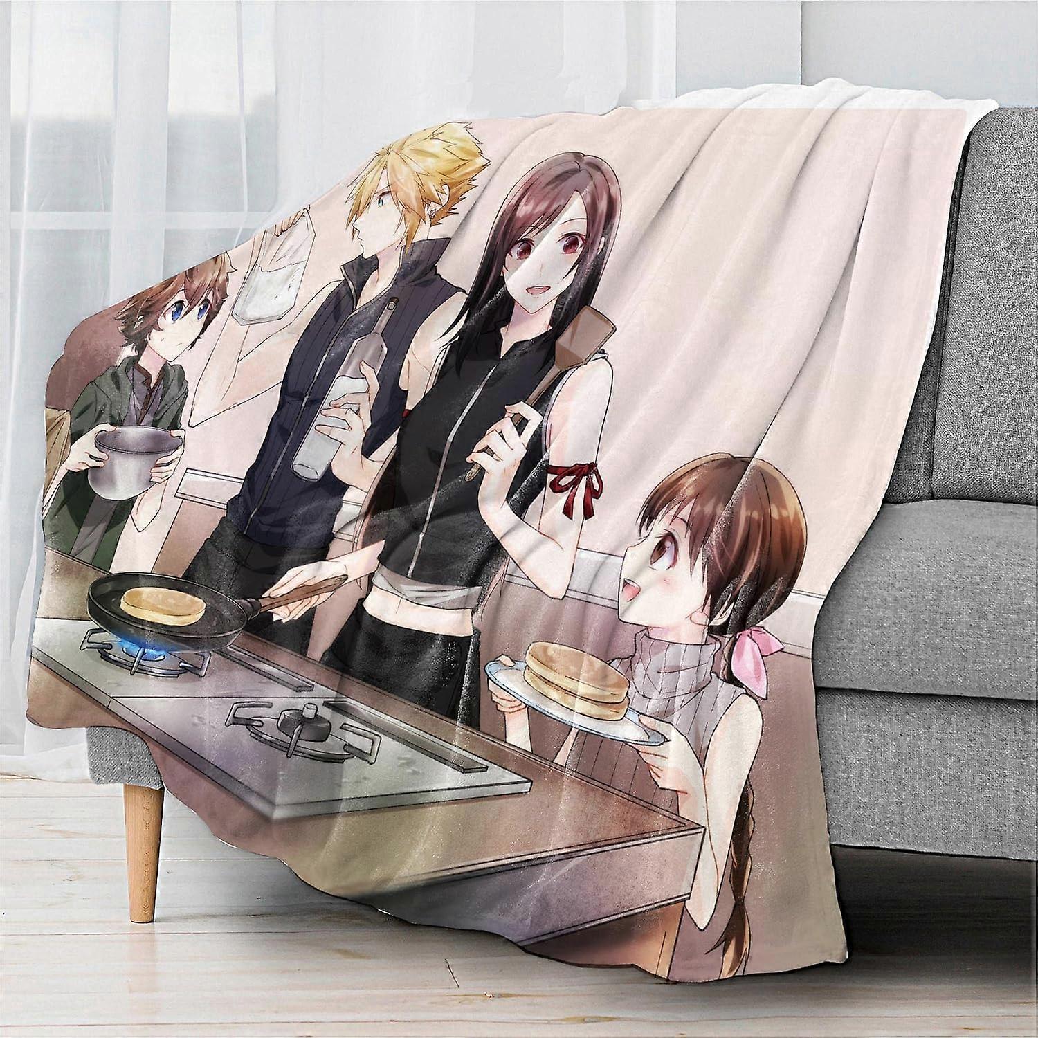 Last Fantasy Game FF Cloud Tifa Aerith Flannel Blanket, Oversize, Warm, Super Soft Fleece Blankets, 100% Microfibre, for Sofa Bed, Office-MYFX173