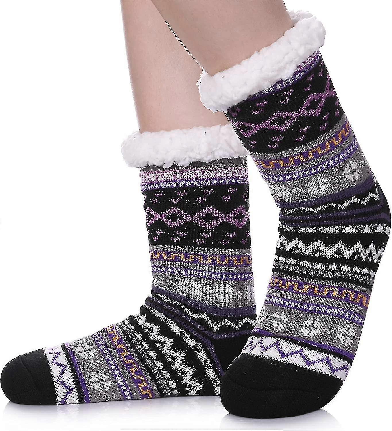 Women's Winter Super Soft Warm Cozy Fuzzy Snowflake Deer Fleece-lined