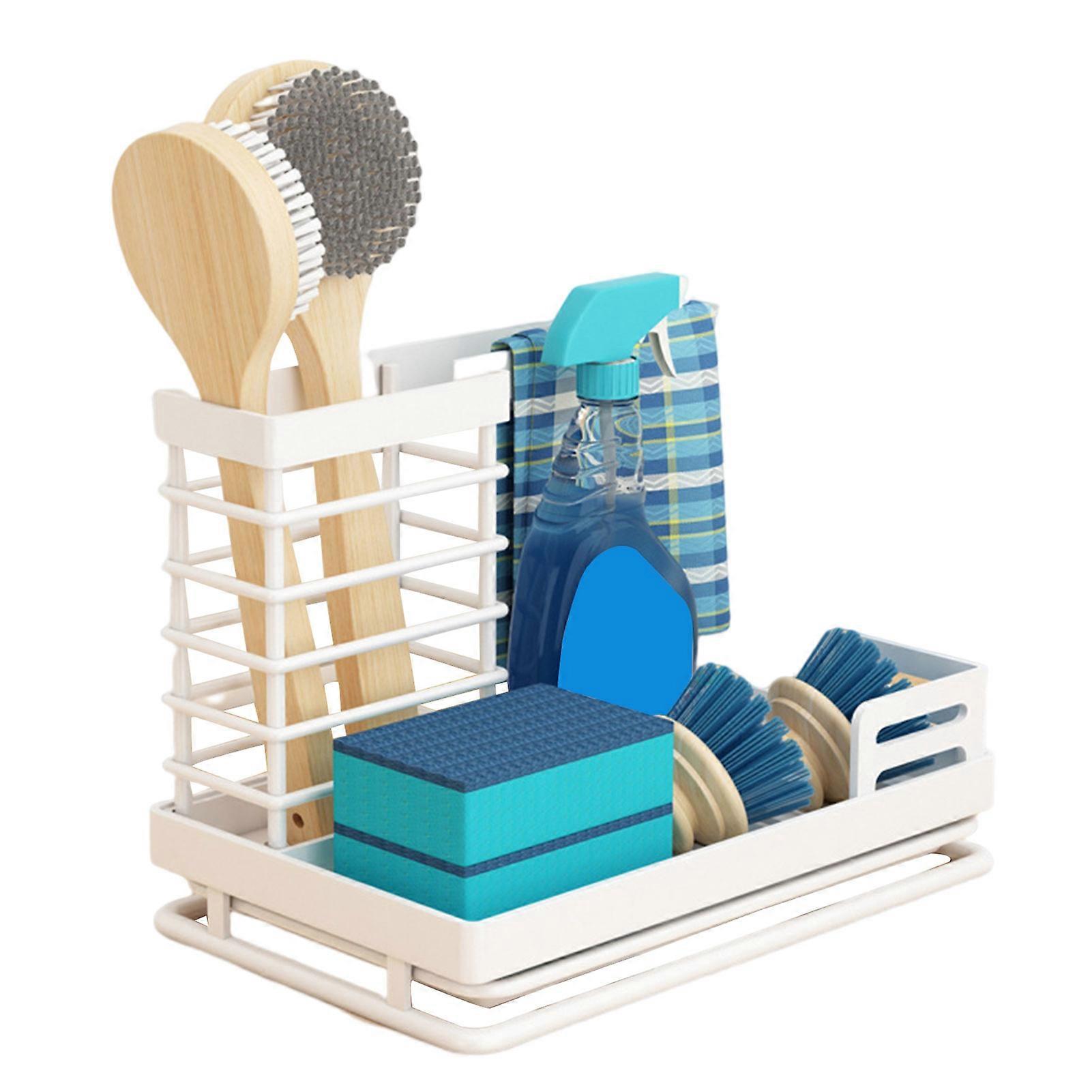 Sponge Holder for Kitchen Sink Counter Sponge Storage Caddy Brush Soap Drainer Rack Waterproof Heavy Dust Holder