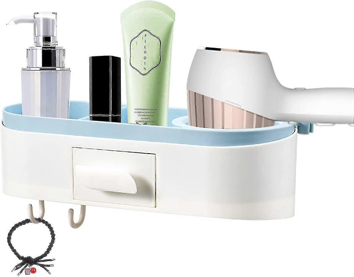 Wall-mounted Hair Dryer Bracket, Plastic Punch-free (blue)