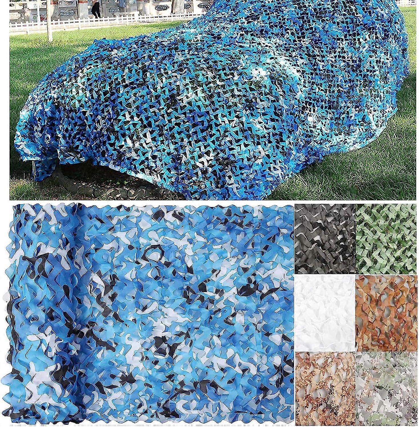Filet de camouflage,Voile d’ombrage de camouflage,Filet de protection de jardin pour la chasse,Ombrage,Décoration de camouflage,Filet d’ombrage,Protection solaire de terrasse,Bleu