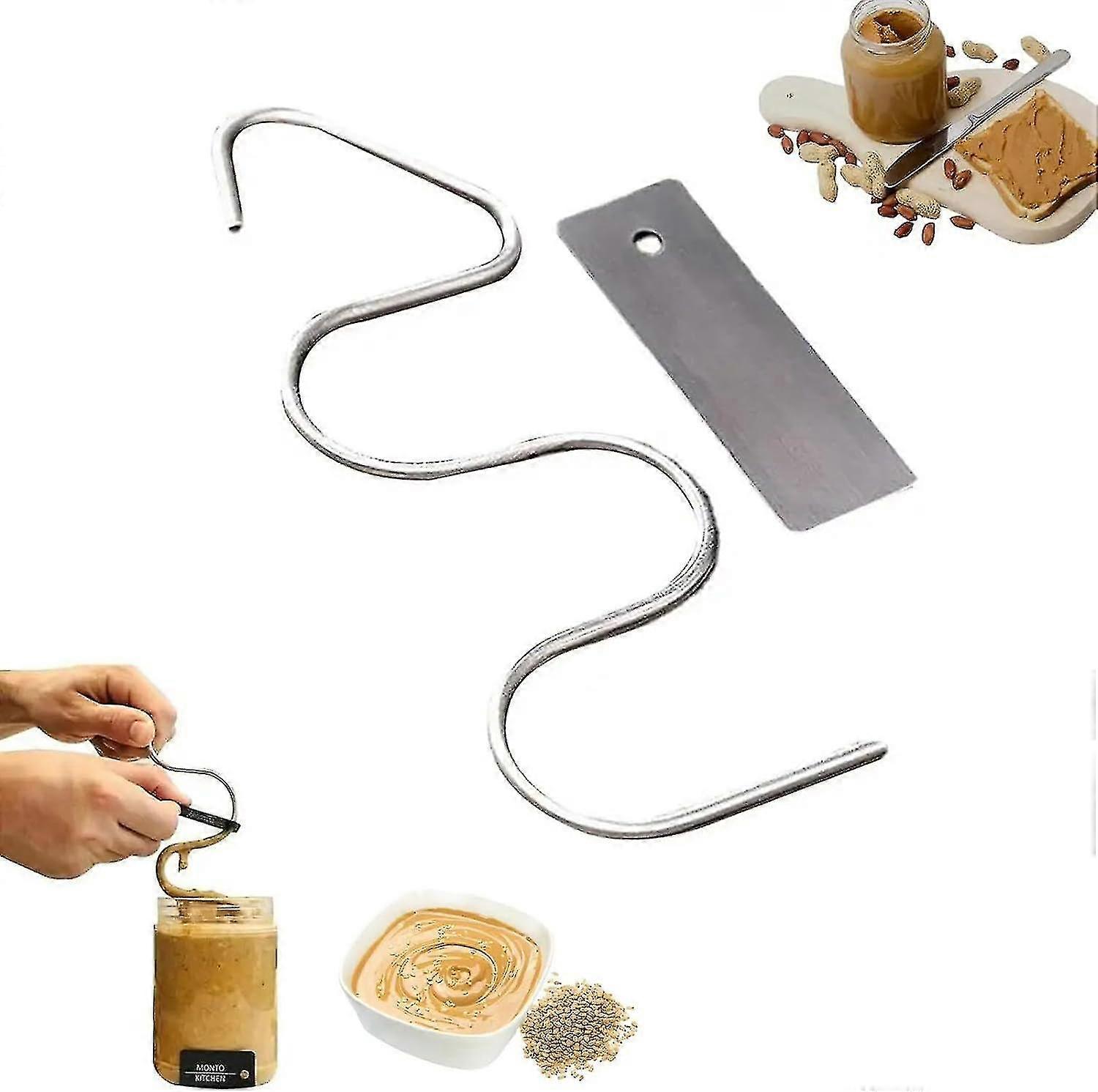 Peanut Butter Stirrer, Nut Butter Stirrer With Scraper, Stainless Steel Mixer Tool, Crank Butter Stirring Gadgets, Jam Stirring Tools