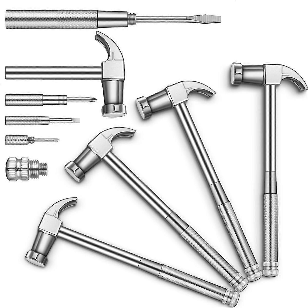 4 Pcs 6-in-1 Hammer Screwdriver Set with Multitool Hammer Small Metal Hammer & Screwdriver for Repa