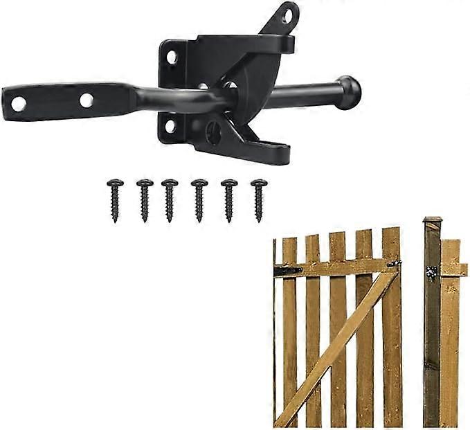 Stainless Steel Gate Latch Automatic Lever Gravity Auto Gate Latch Black with Screws for Wooden Gate and Gate Fence Gate
