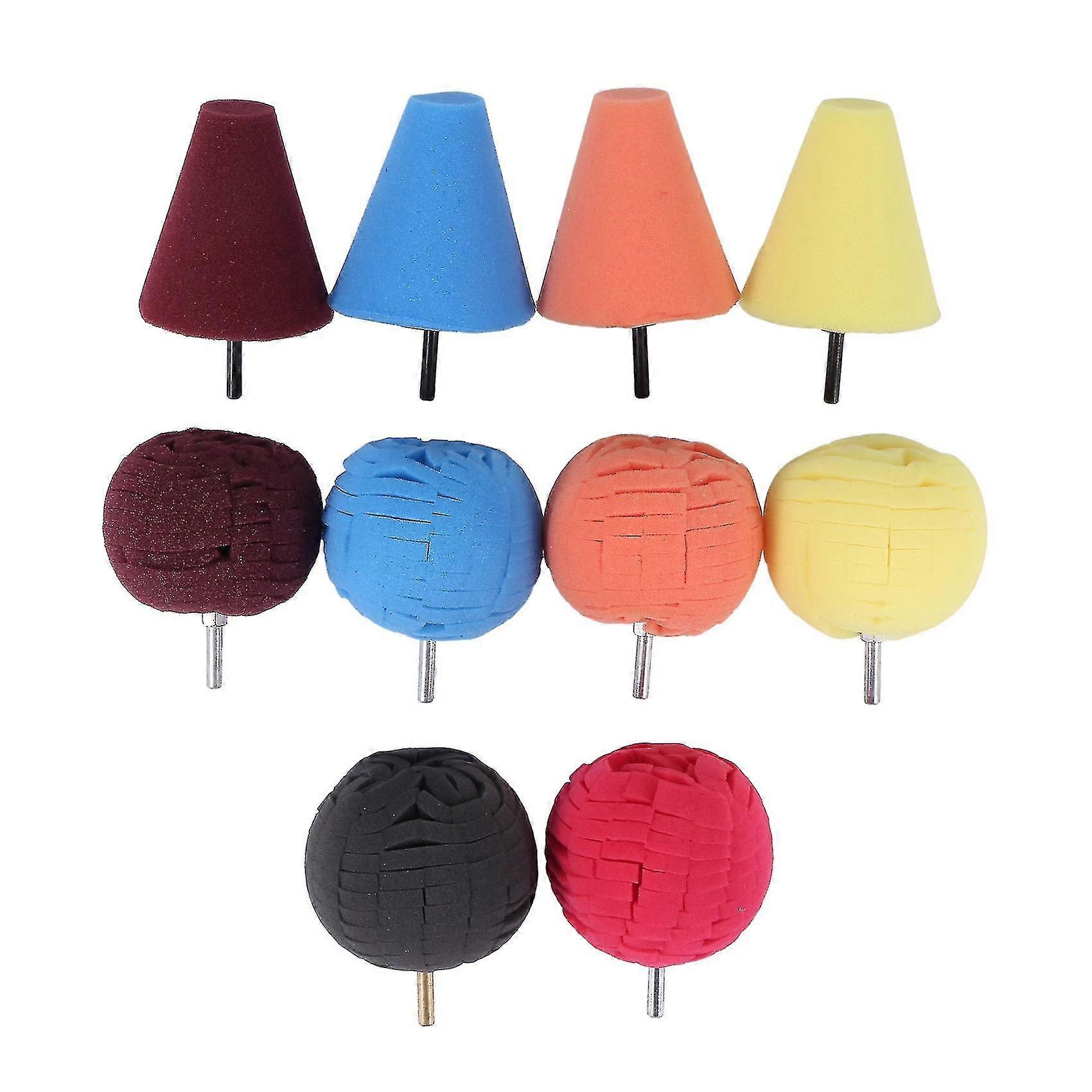 10pcs Cone Sponge Pads Set With Ball Hub Car Beauty Waxing Tool Kit