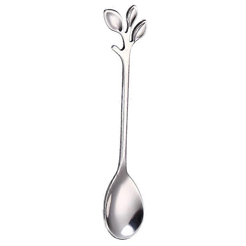 Table Decoration Mini Stainless Steel Leaf Teaspoons (silver) 8 Pcs