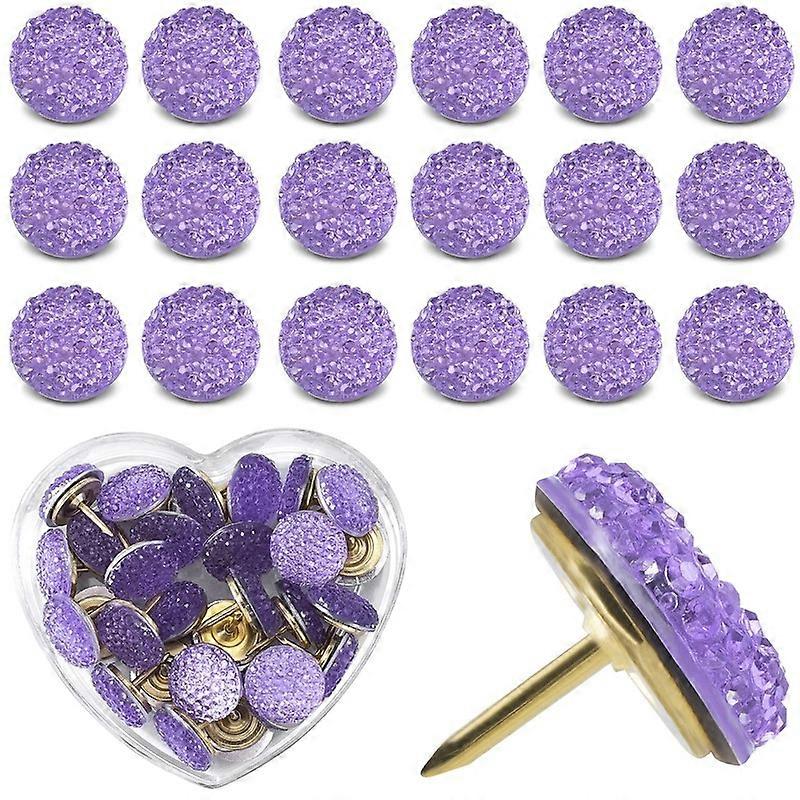 20PCS Thumb Tacks Decoration Rhinestone Jumbo Round Head Bling Crystal Sparkl Diamand Colorful Pushpins Gorgeous Cork Bulletin Board Map for School Of