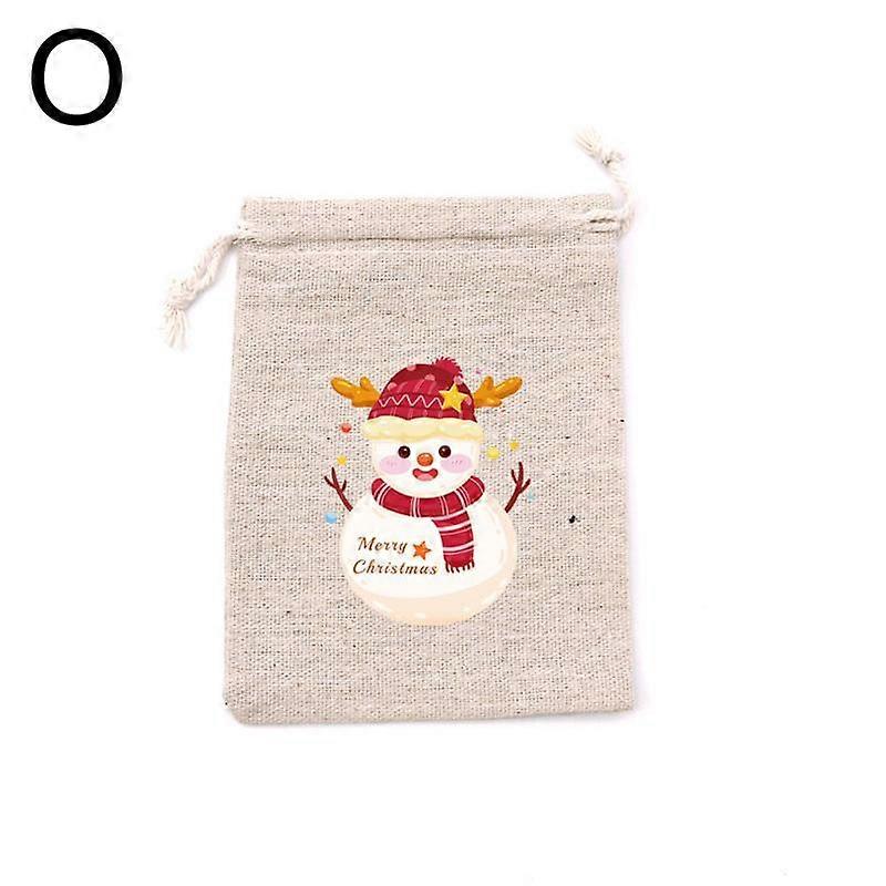 Christmas Linen Bag Candies Drawstring Gift Storage
