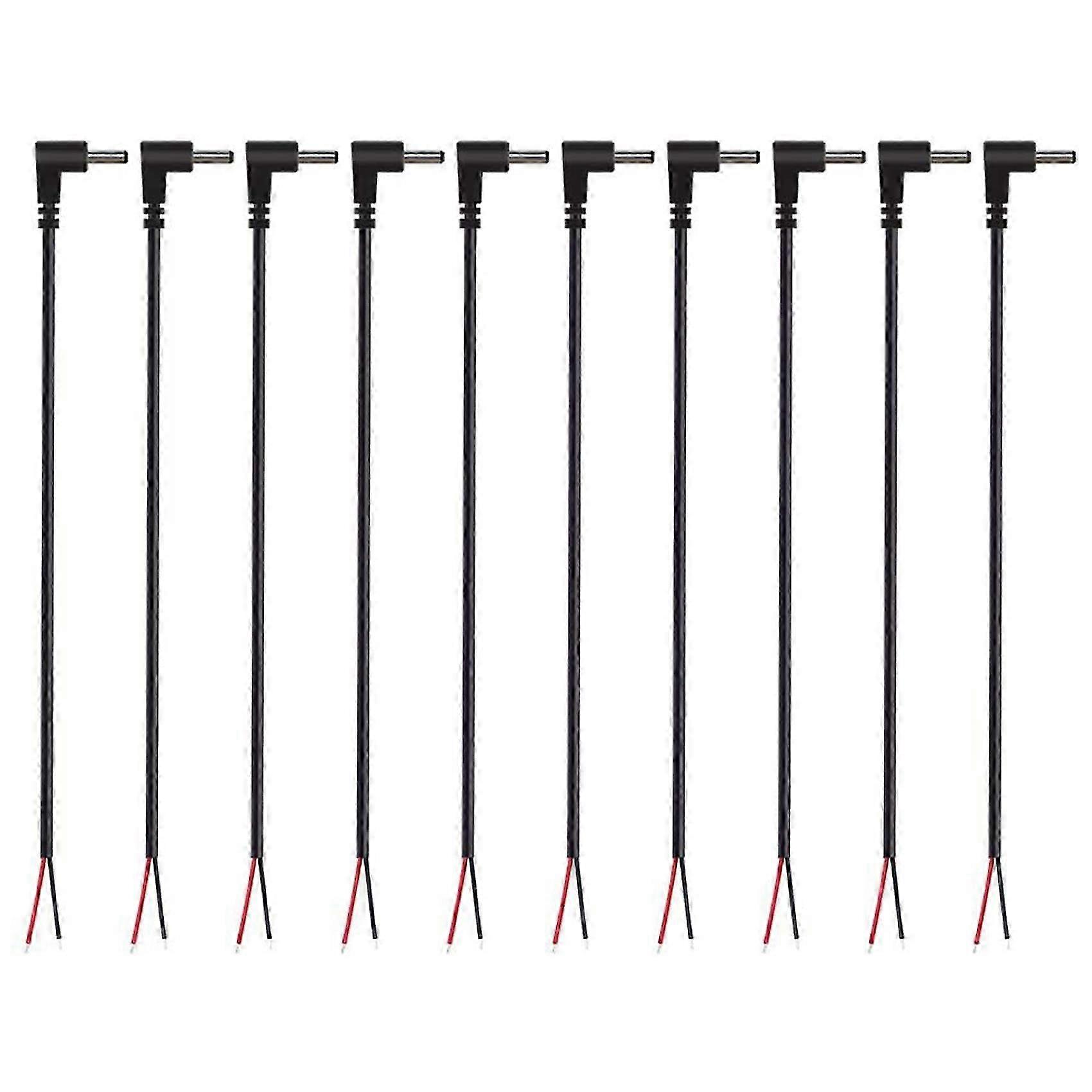 (10 Pack) Replacement 3.5mm x 1.35mm 90 Degree Right Angle DC Power Male Plug Jack to Bare Wire Open End Pigtail Power