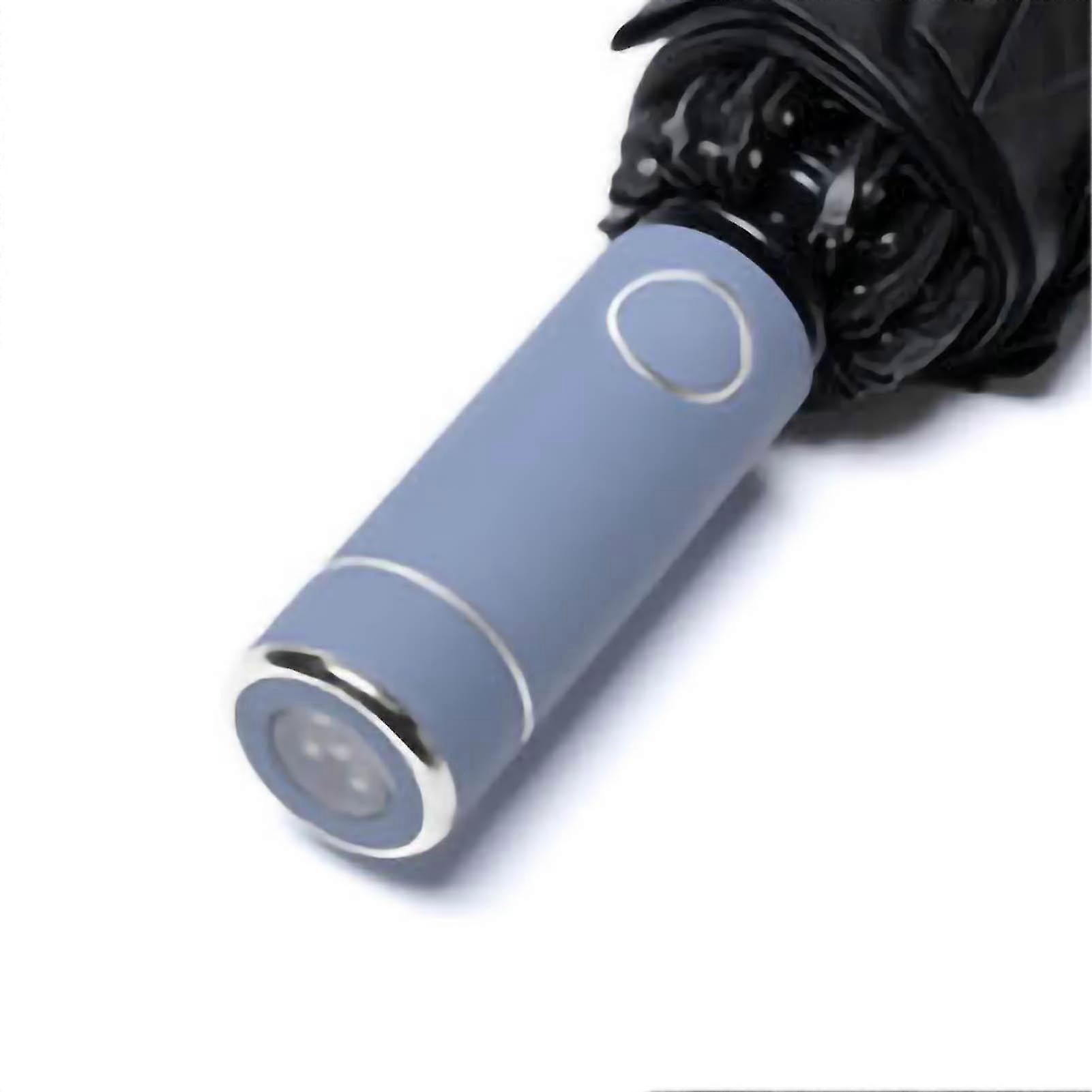 Reinforced Windproof Reverse Automatic Umbrella with LED Lights for Traveling Blue
