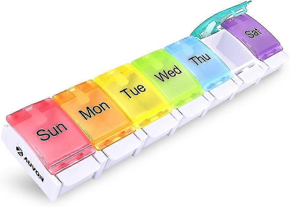 Weekly Pill Box Organiser, Bpa Free Travel Pill Boxes 7 Day 1 Times A Day With Unique Spring Assisted Open Design And Tablet Box To Hold Vitamins