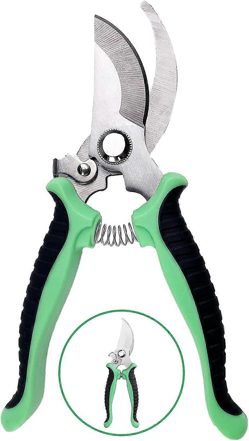 Garden Pruning Shears, Non-Slip Scissors with Locking Handle, Professional Repair Garden Flower Branch Shears, for Pruning Gardens, Shrubs, Fences(Gre