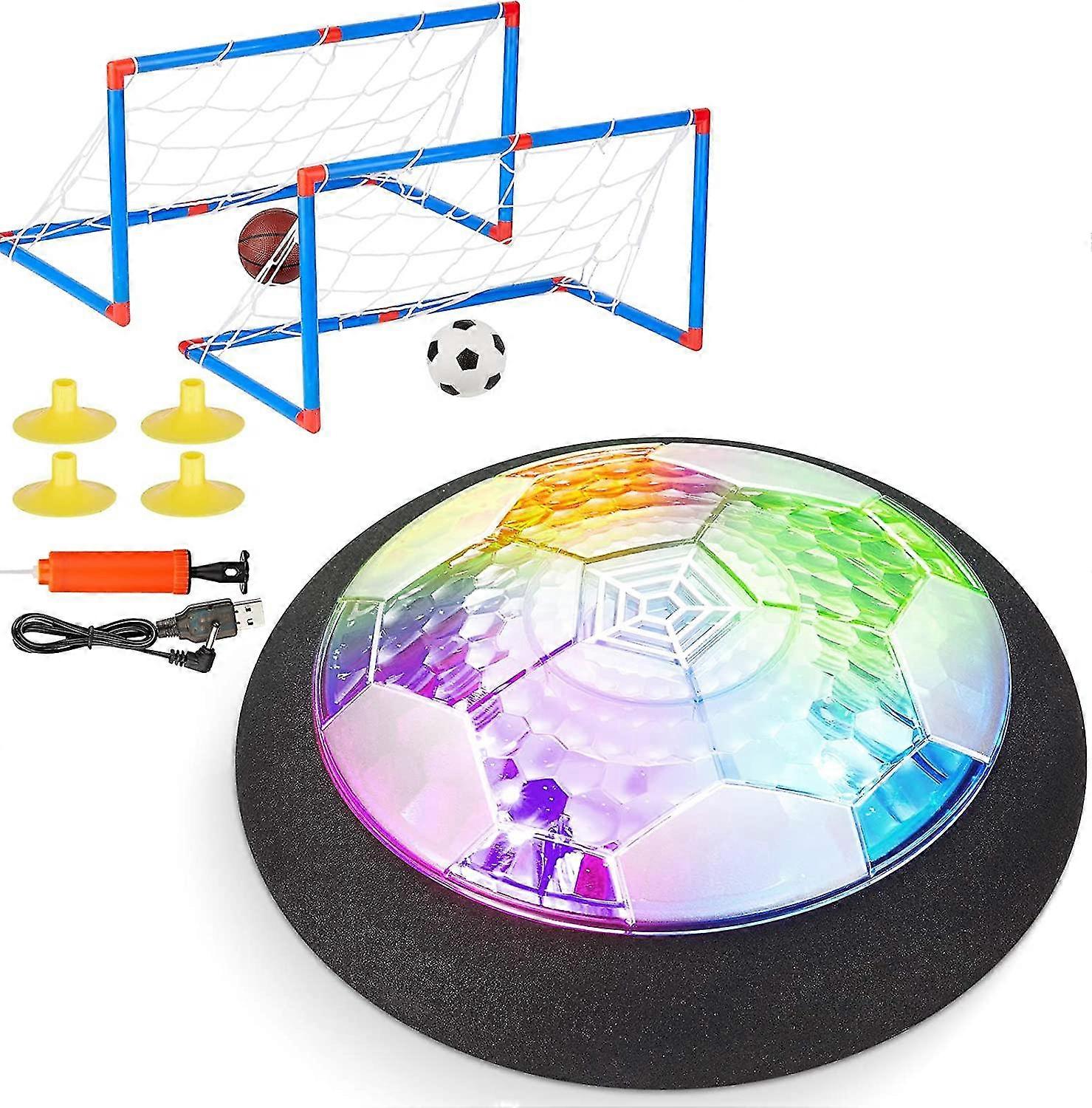 Soccer Ball Rechargeable With 2 Goals - Cool Disco Light - Soft Foam Bumper Protects Walls And Furniture (no Aa Batteries Needed)