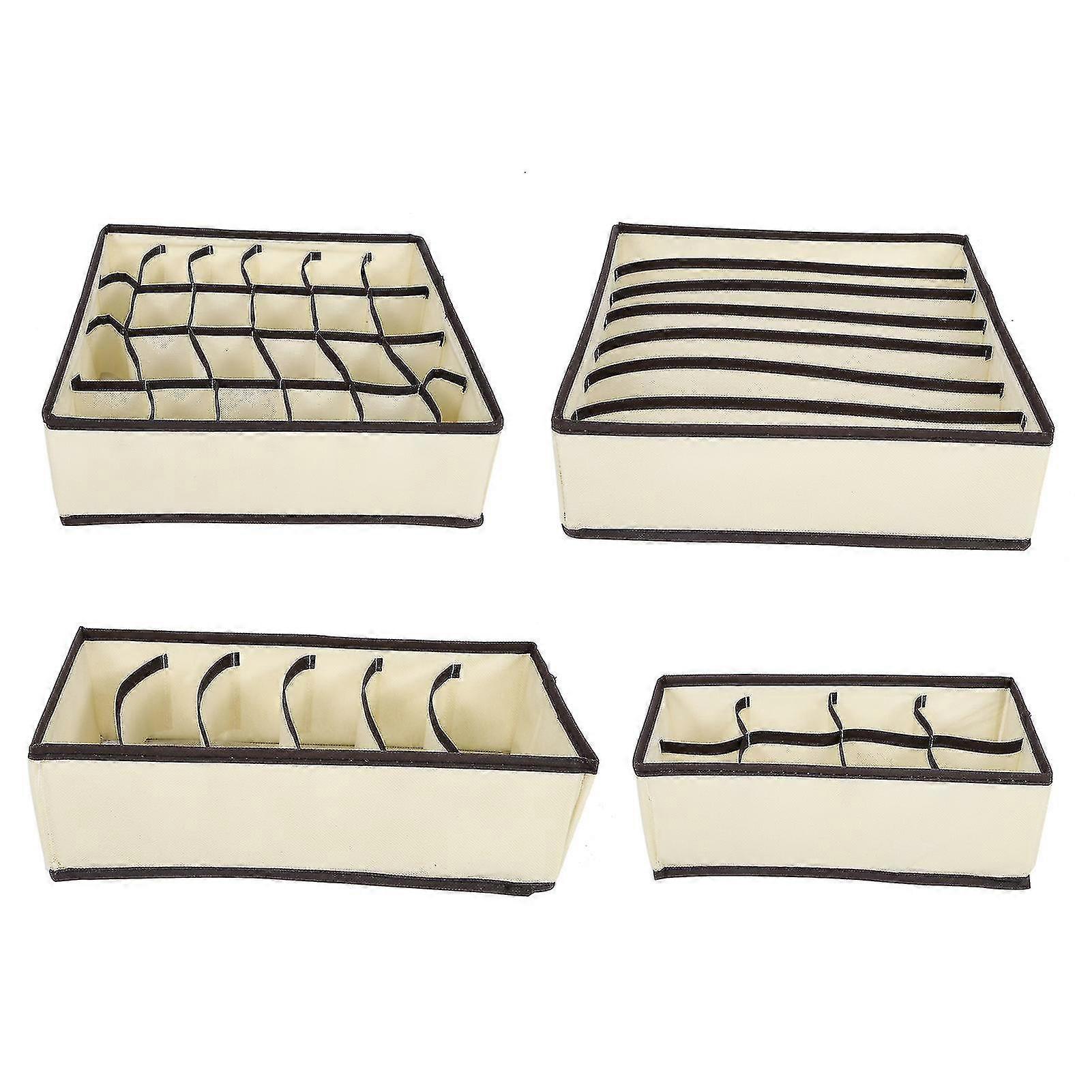 Underwear, Socks, Ties, Bras, and Towels Storage Boxes - Set of 4 Foldable