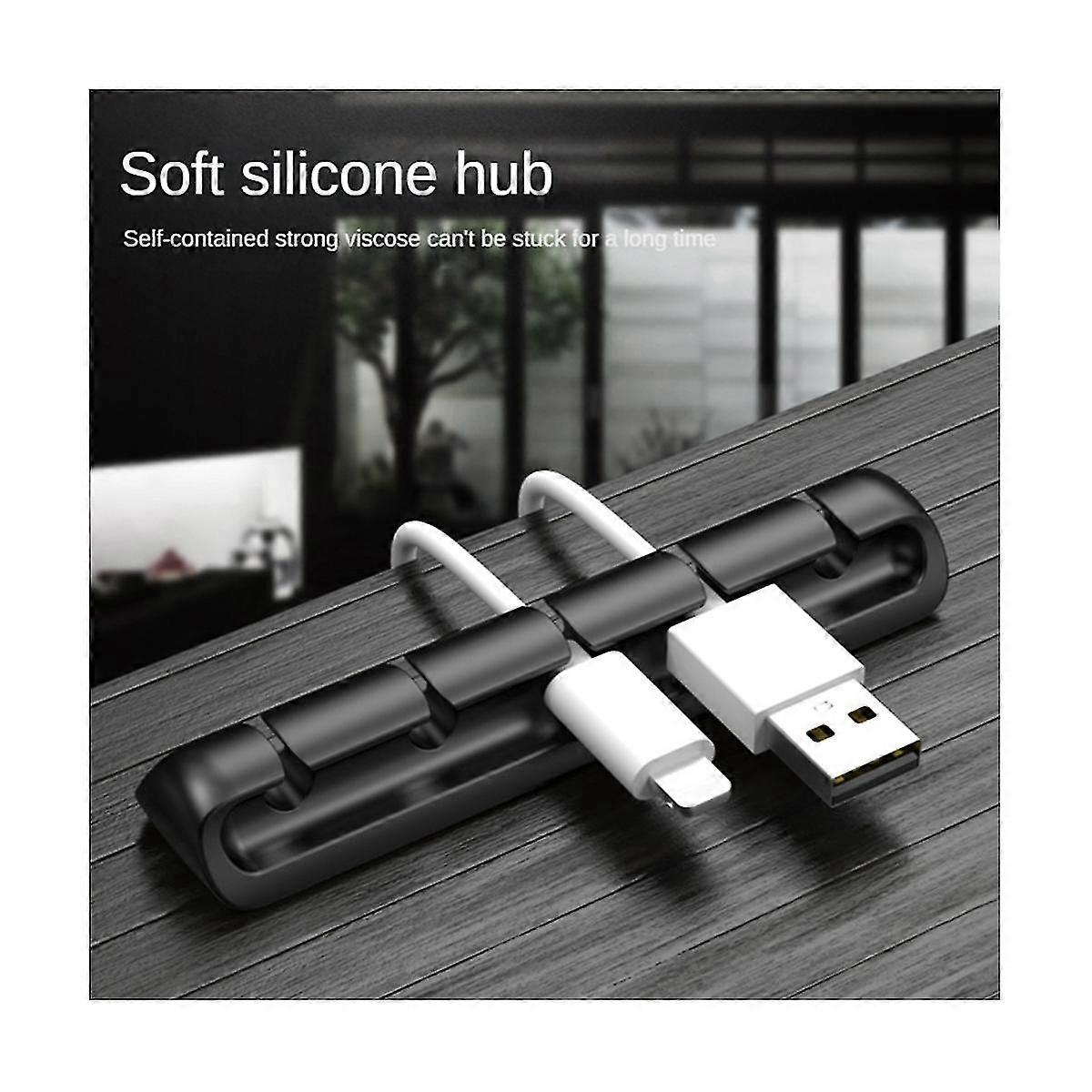6pcsset Black Gray Smart Cable Holder Flexible Cable Wire Holder Cord Management Clip For Usb Earp