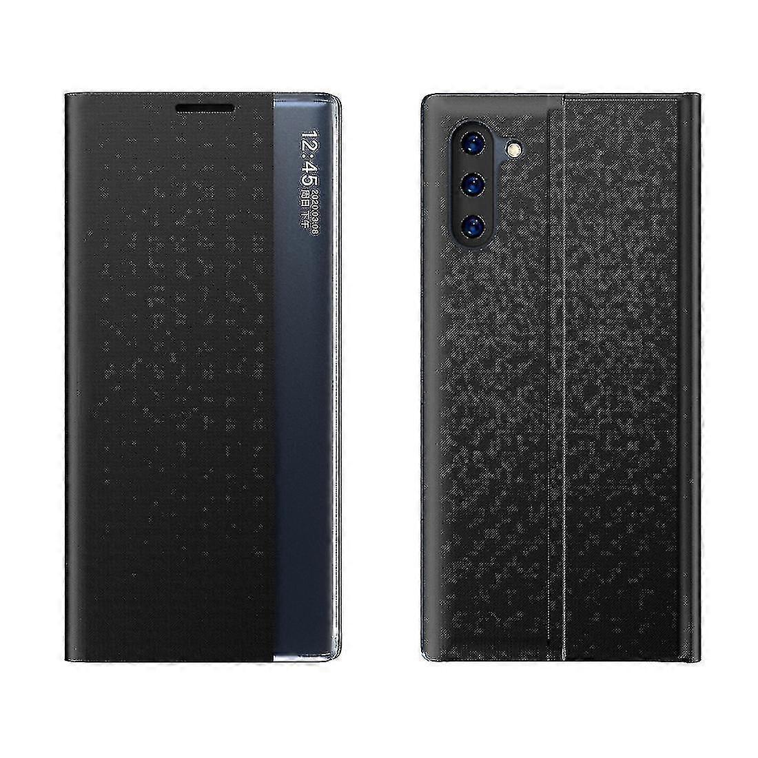 For Galaxy Note 10 Plus Side Display Magnetic Horizontal Flip Plain Texture Cloth + Pc Case With & For Galaxy Note 10 Plus