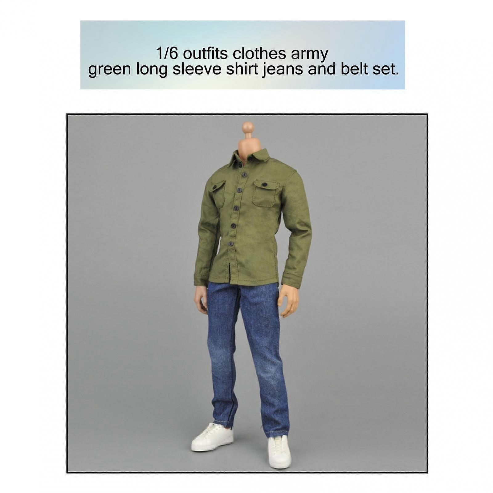 1: 6 قميص أخضر للجيش ومجموعة جينز ل 12 '' شكل حركة ألعاب ساخنة تنين