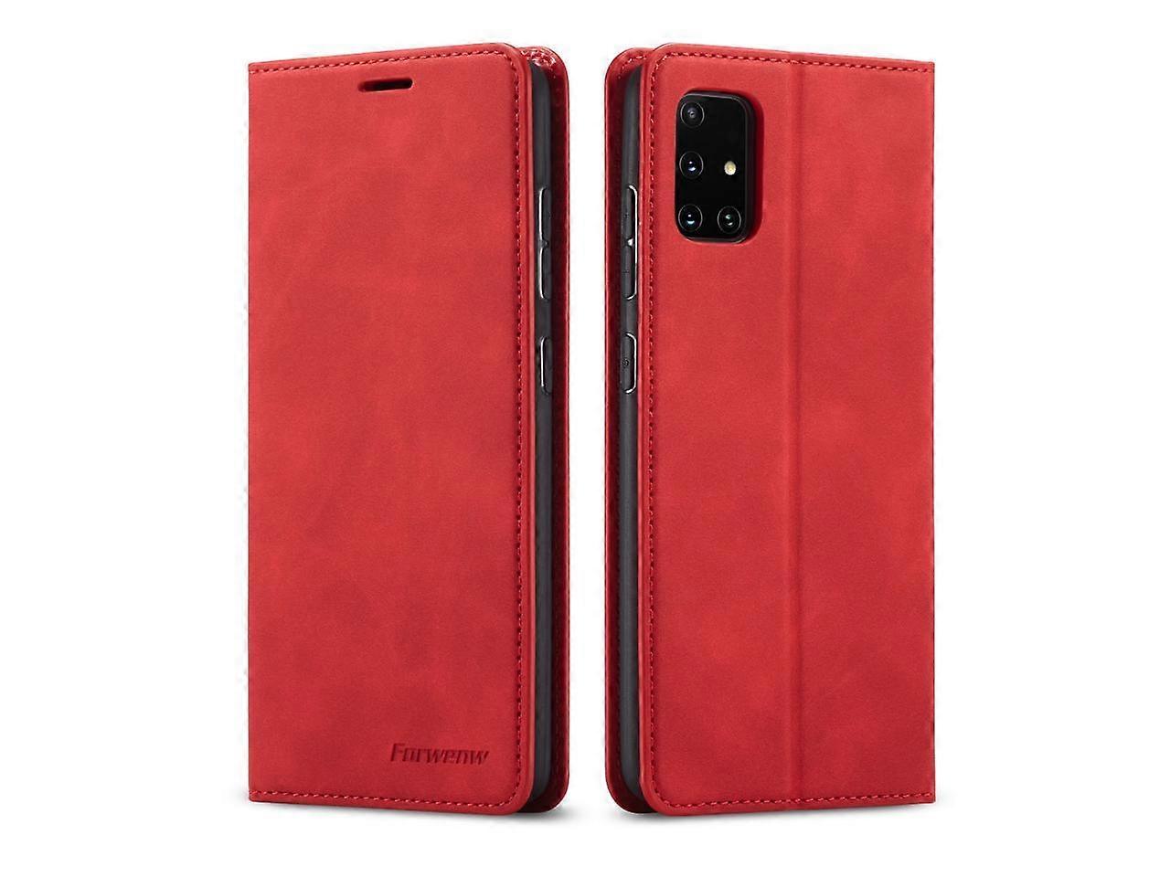 Samsung Galaxy A71 5G Case, Premium PU Leather Cover TPU Bumper with Card Holder Kickstand Hidden Magnetic Shockproof Flip Wallet Case for Samsung Gal