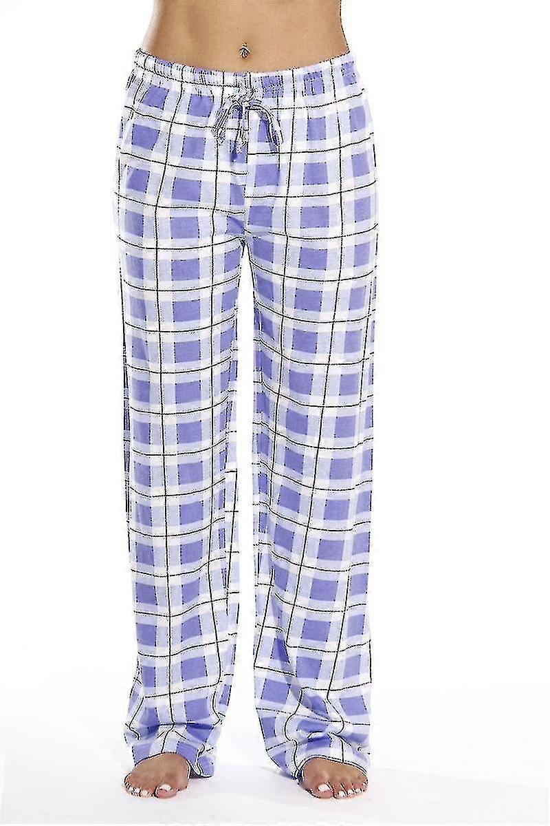 Naisten pyjamahousujen taskut, naisten pehmeä flanelli check pyjamahousut